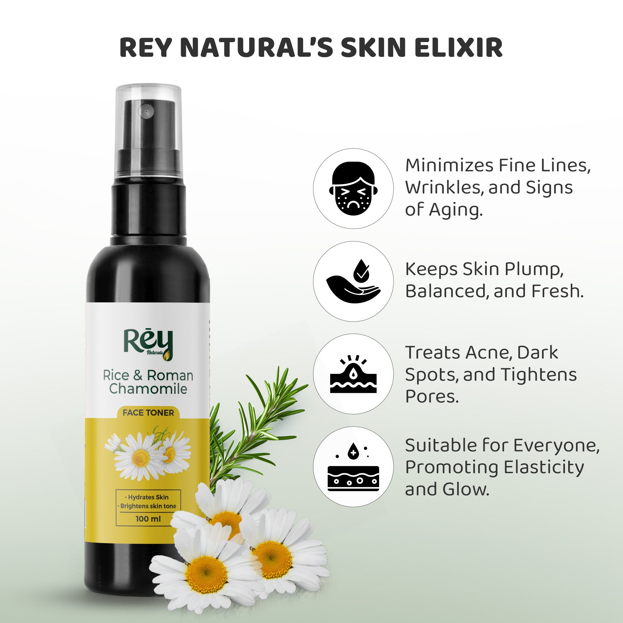 Rey Naturals Rice Toner - Gentle, alcohol-free formula