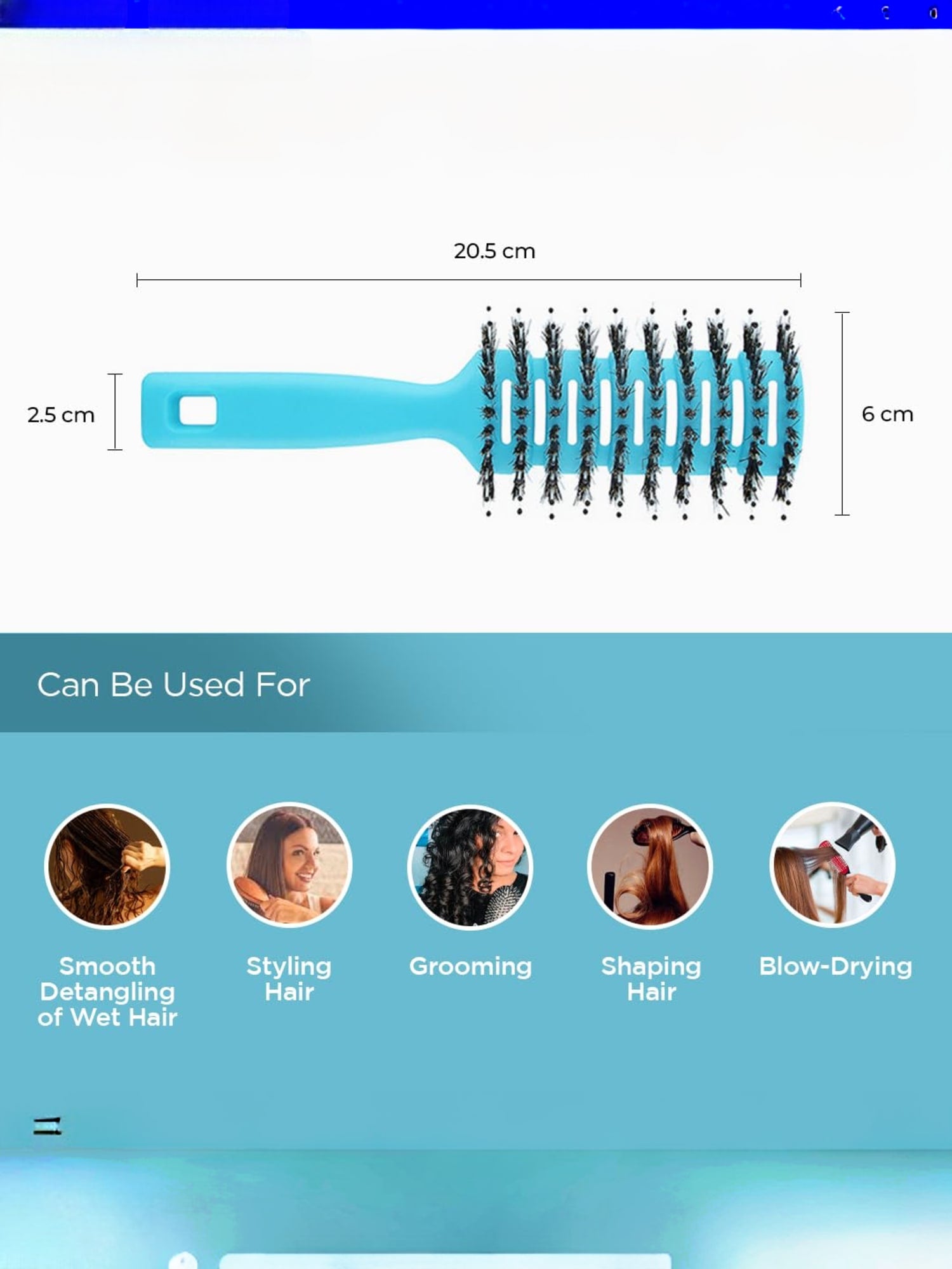 UMAI Round Vented Hair Brush - Frizz-Free Styling for Men