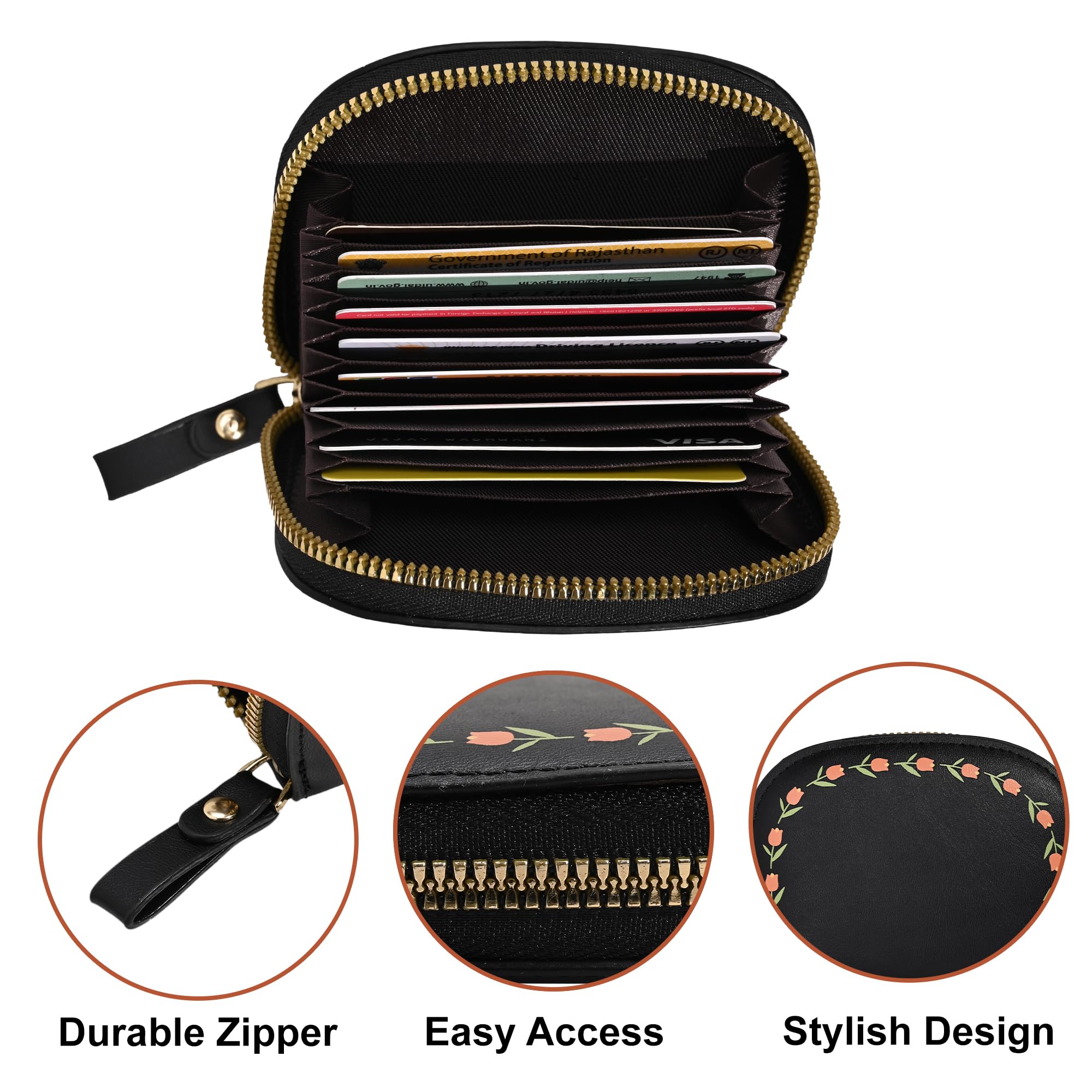 Kuber Industries Floral Vine Print PU Batua Purse, Cash Coin Pocket Wallet for Women with Zip Portable Cute Mini Wallet for Girls Hand Wallet