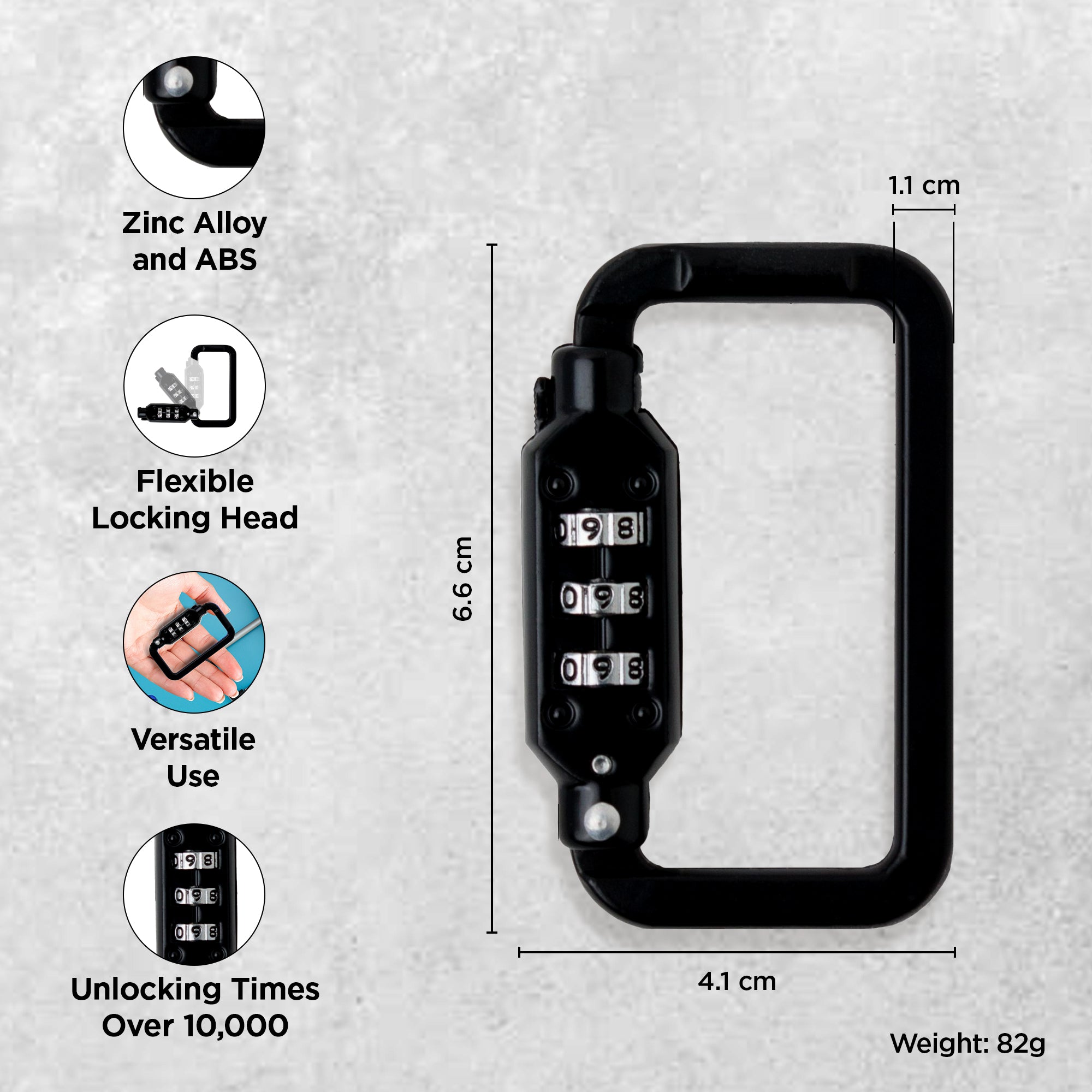 UMAI black carabiner - versatile outdoor accessory