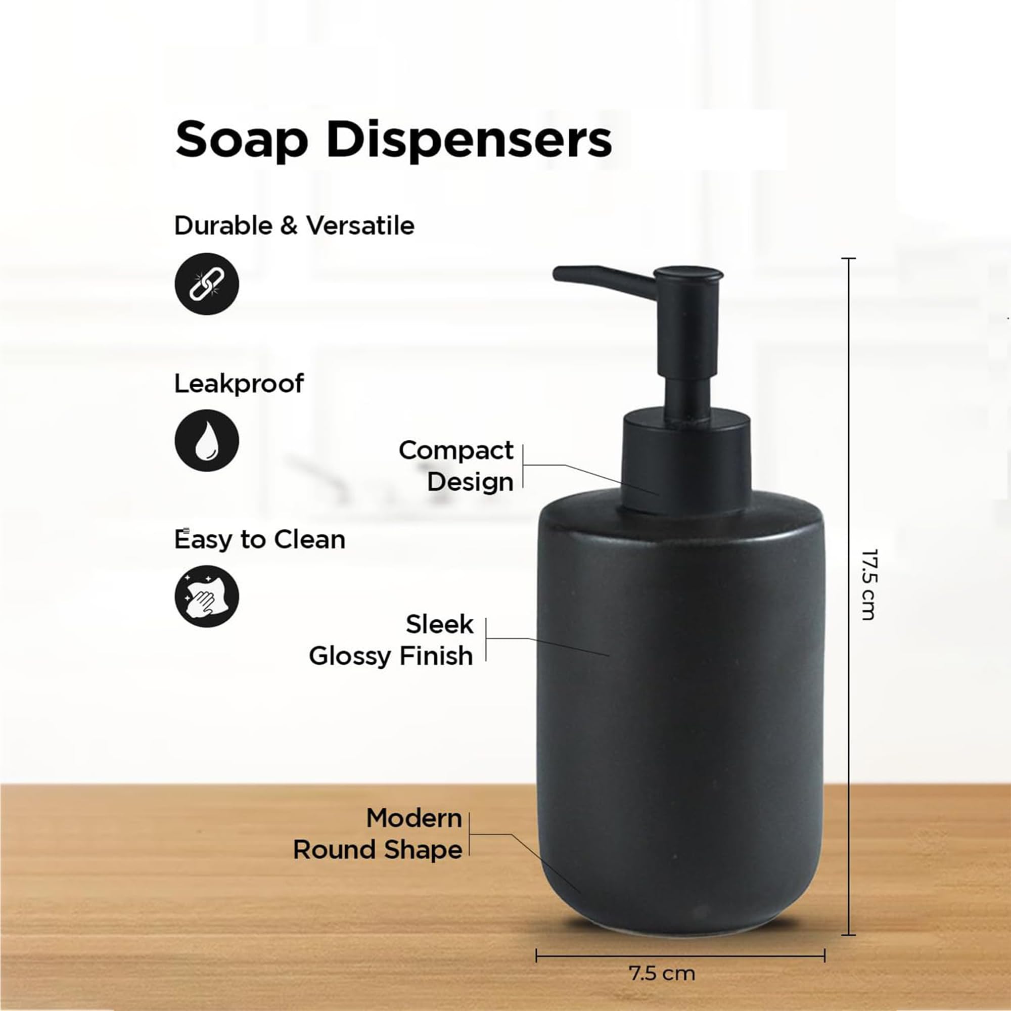 Kuber black soap dispenser - office washroom