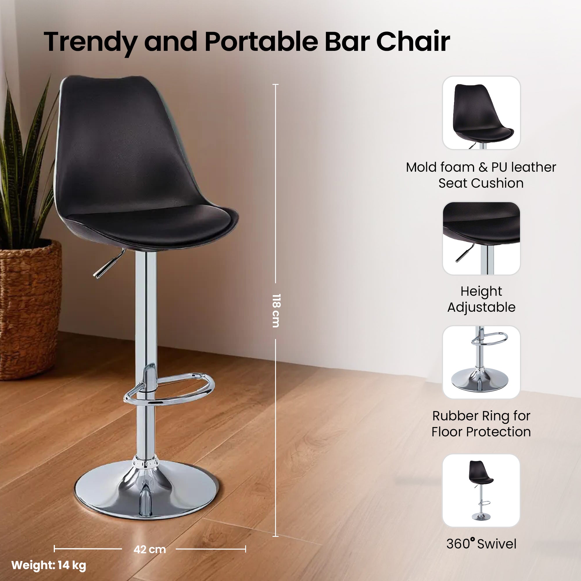 High Chair Bar Height Task Chair SAVYA HOME Curvy Plus Bar Stool