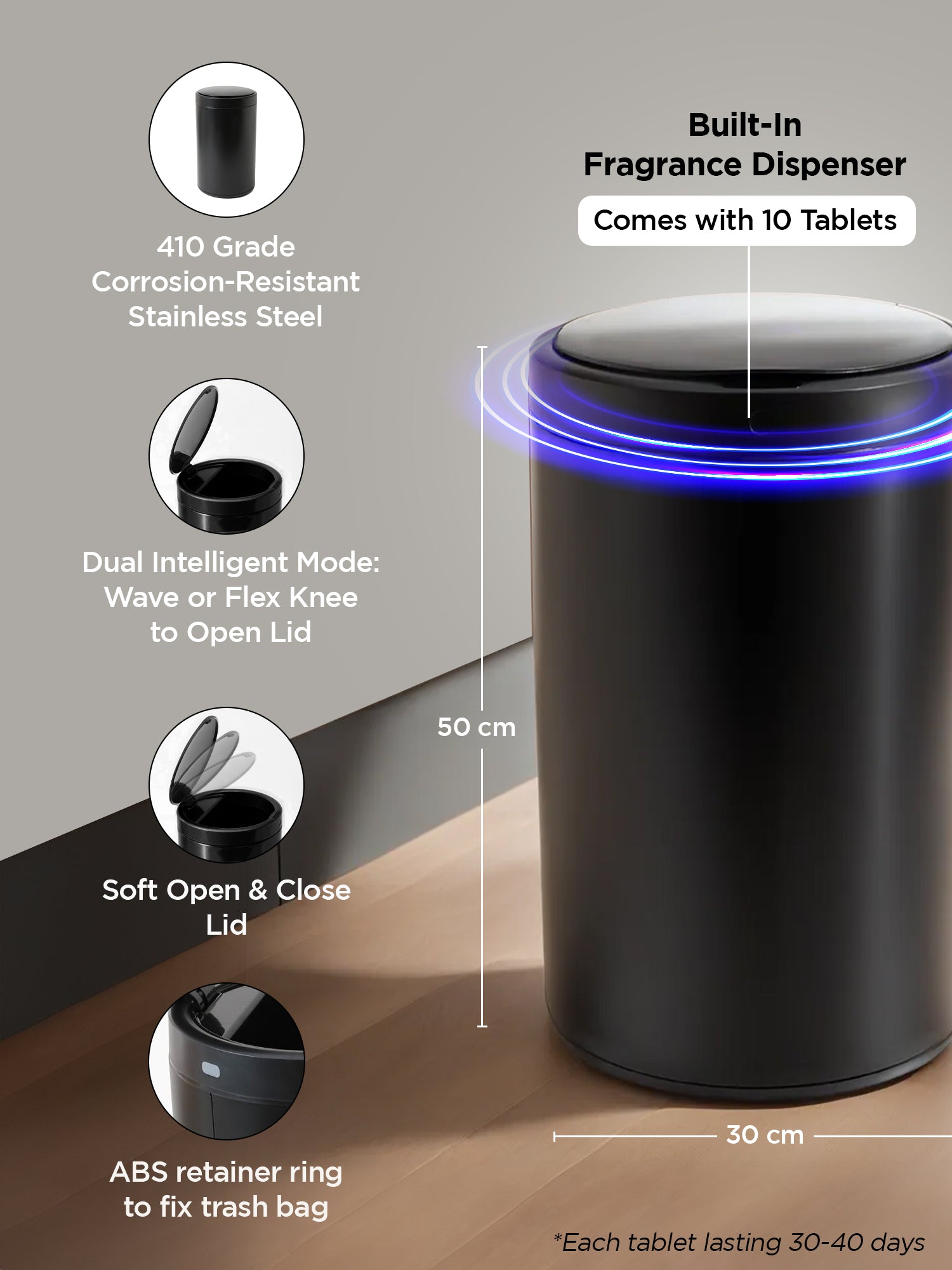 UMAI motion sensor trash can - Outdoor waste disposal