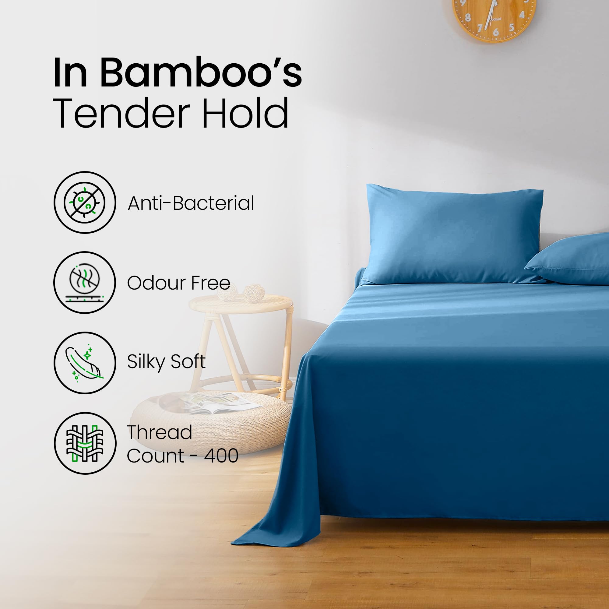 Mush Navy Blue Bamboo Bed Sheet - Luxury Bed Linen