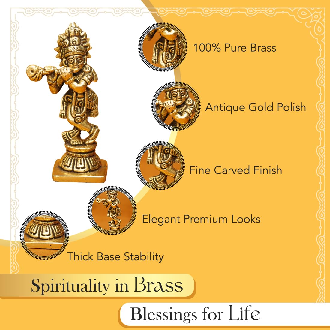 Ekhasa Pure Brass Krishna Statue - Stylish spiritual decor