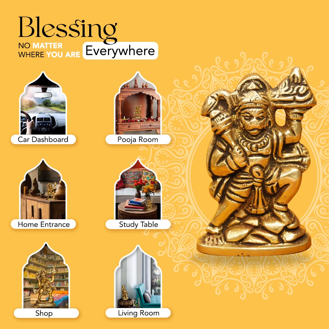 Ekhasa Brass Hanuman Ji Murti - Office desk blessings