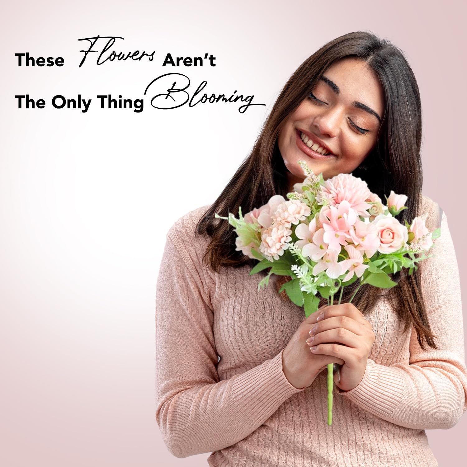 Ekhasa Pink Rose Artificial Flowers - Living Room Decor
