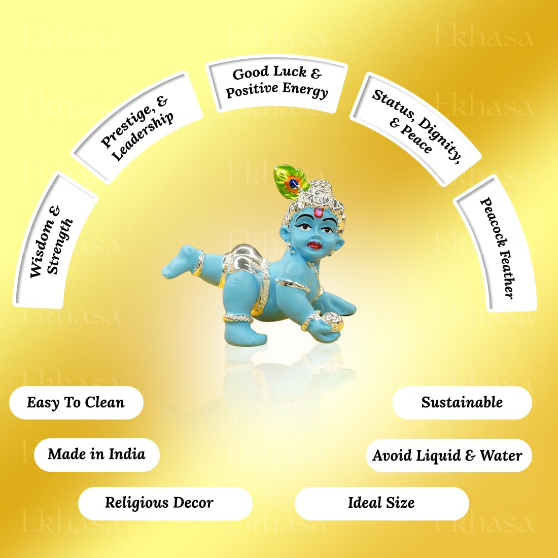 Ekhasa Blue Baby Krishna Idol - Divine Presence for Homes