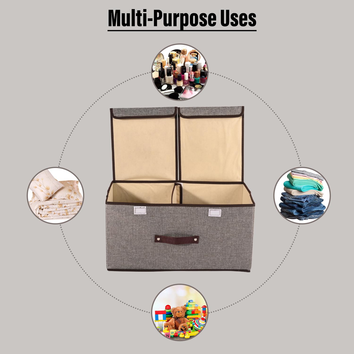 Kuber Industries Foldable Storage Box - Grey for toy storage