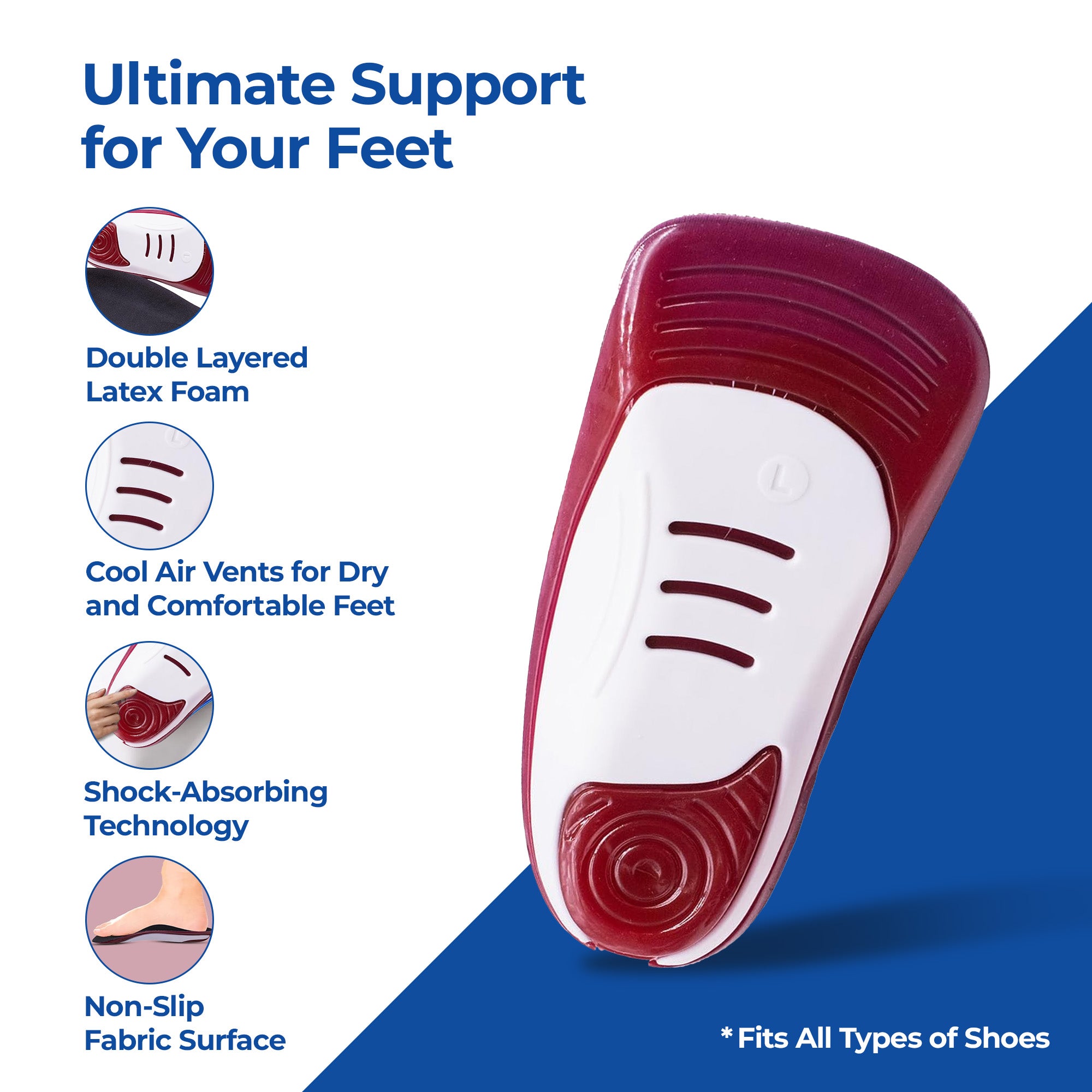 Dr Foot massaging gel insoles - enhances casual outings
