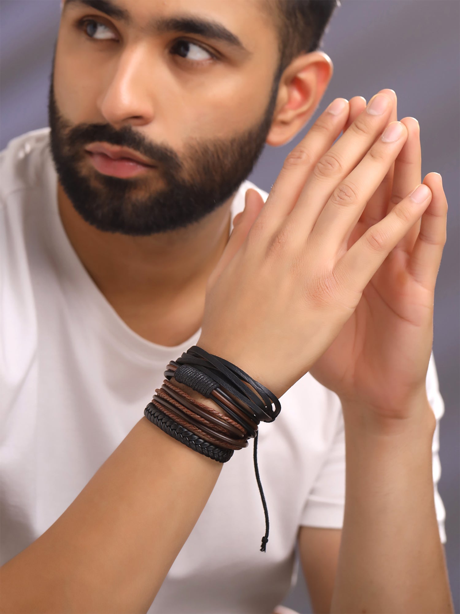 Yellow Chimes Bracelets for Men and Boys Brown Leather Bracelet