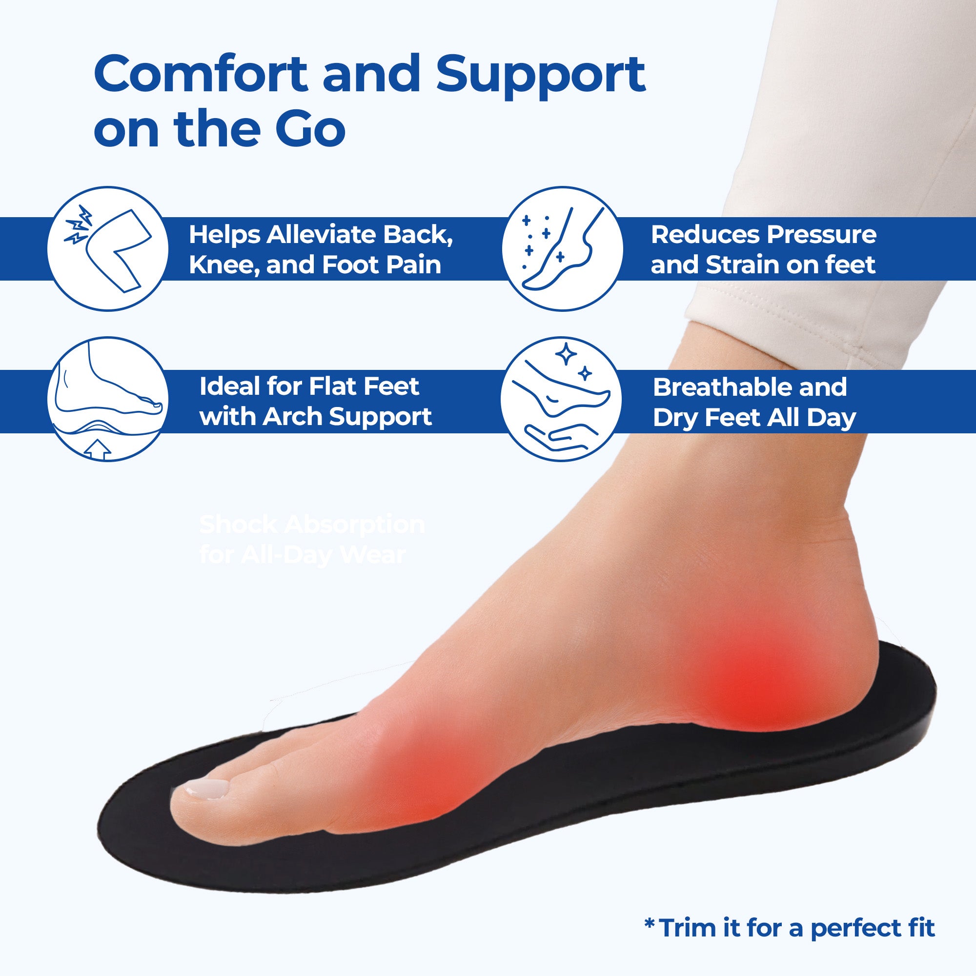 Dr Foot breathable fabric insoles - Long walks made easy