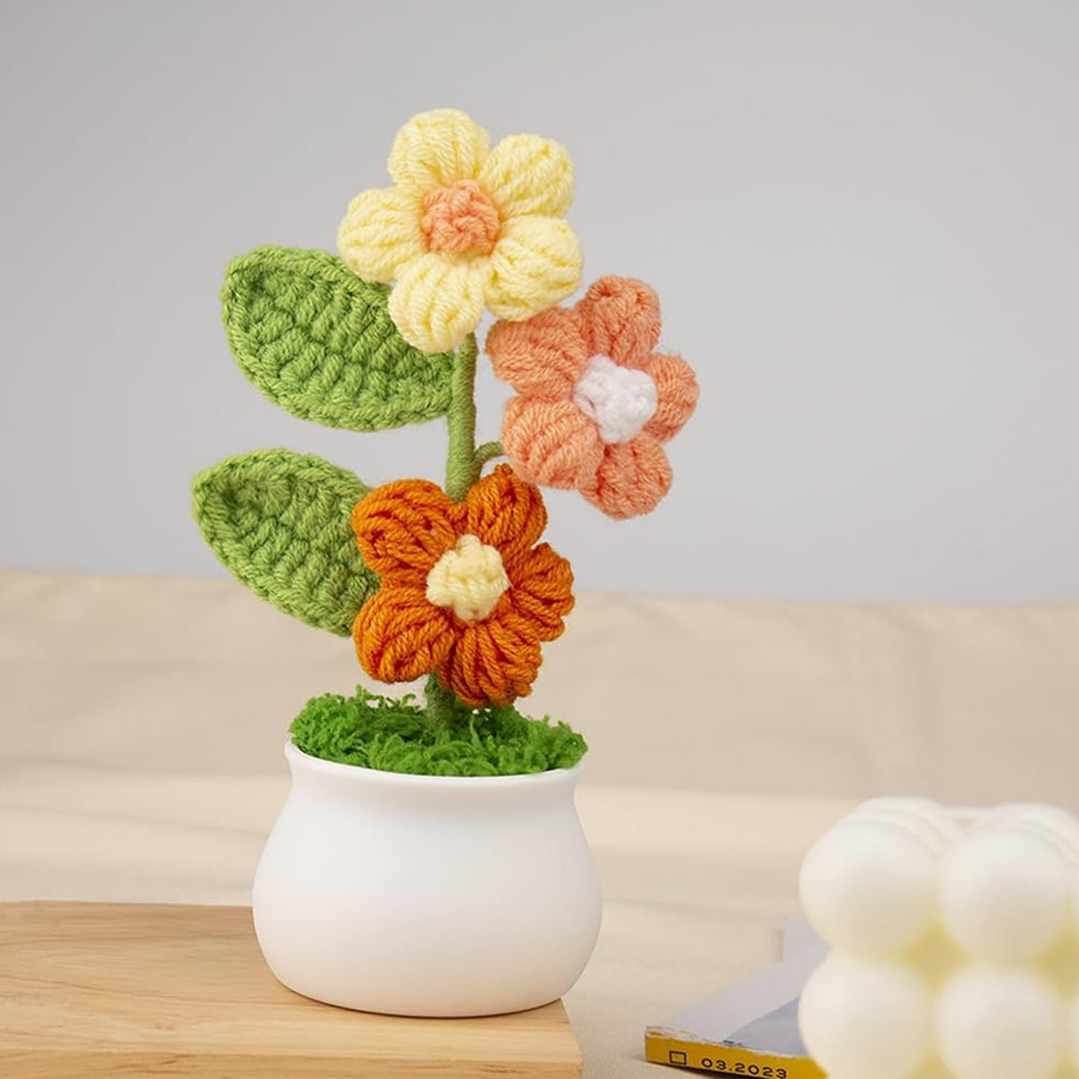 Ekhasa handmade crochet bouquet - delightful bedside table decoration