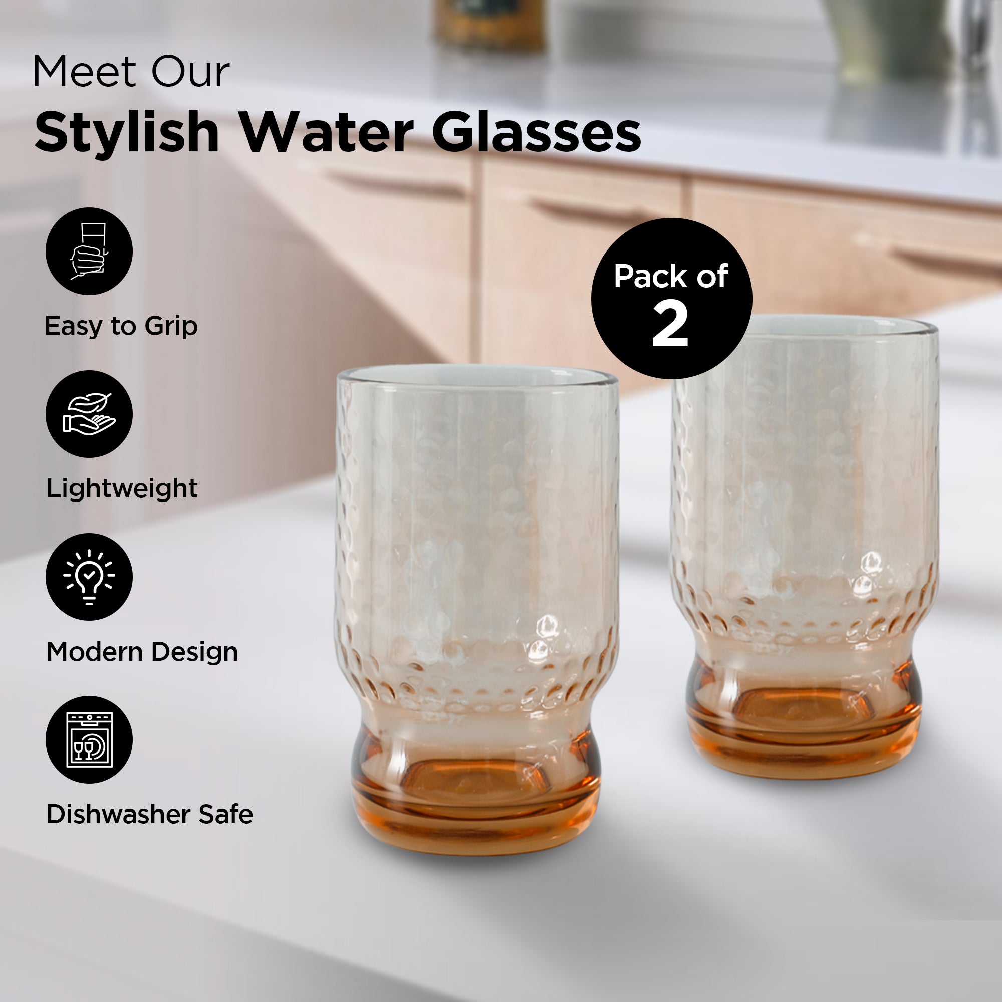The Better Home UMAI Amber Juice Glass - Elegant table setting