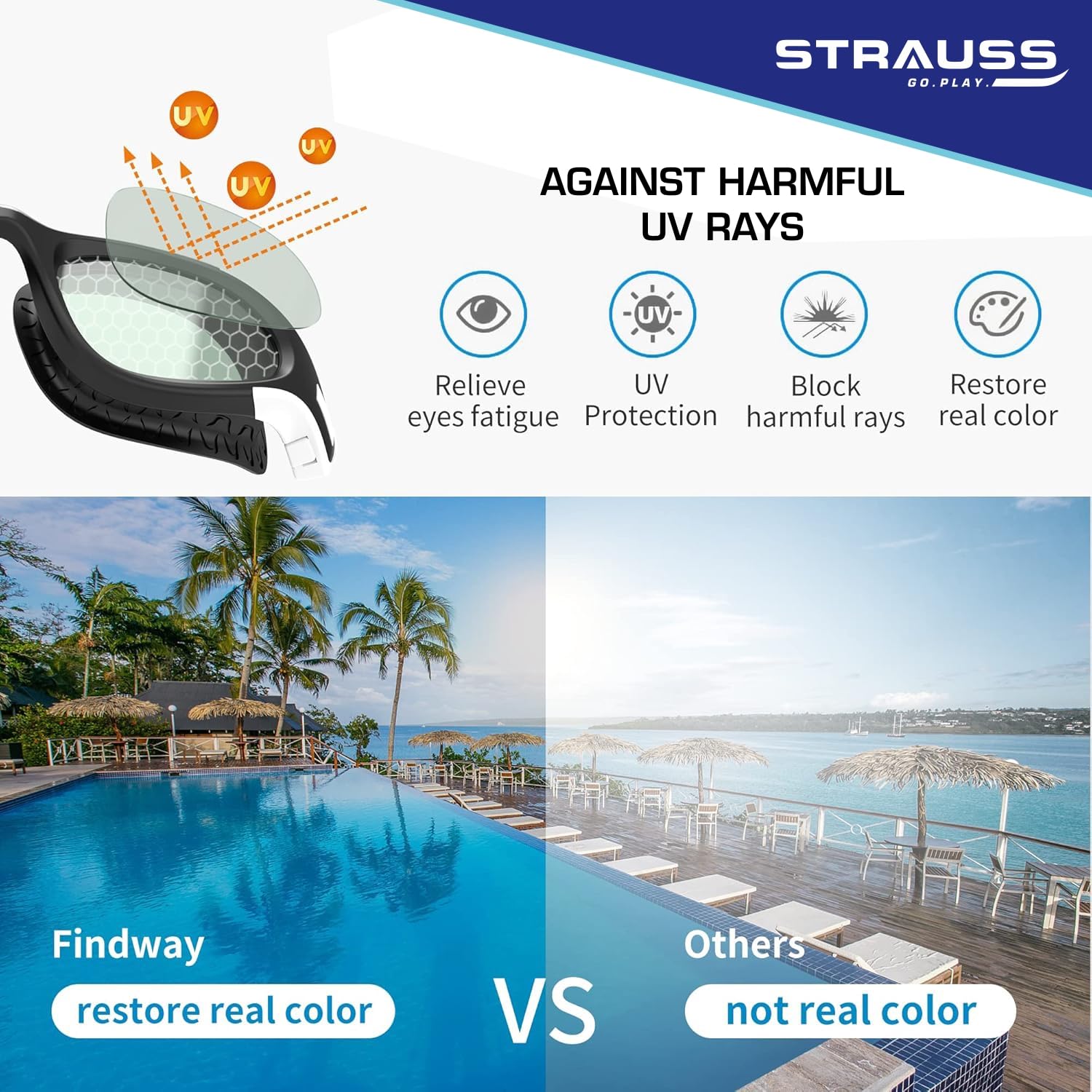 Strauss Swimming Goggles - Anti-fog for clear visibility