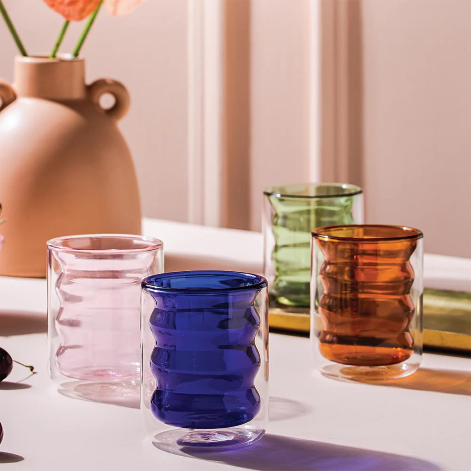 Kuber Industries Waved Glass - Serving Hot Beverages