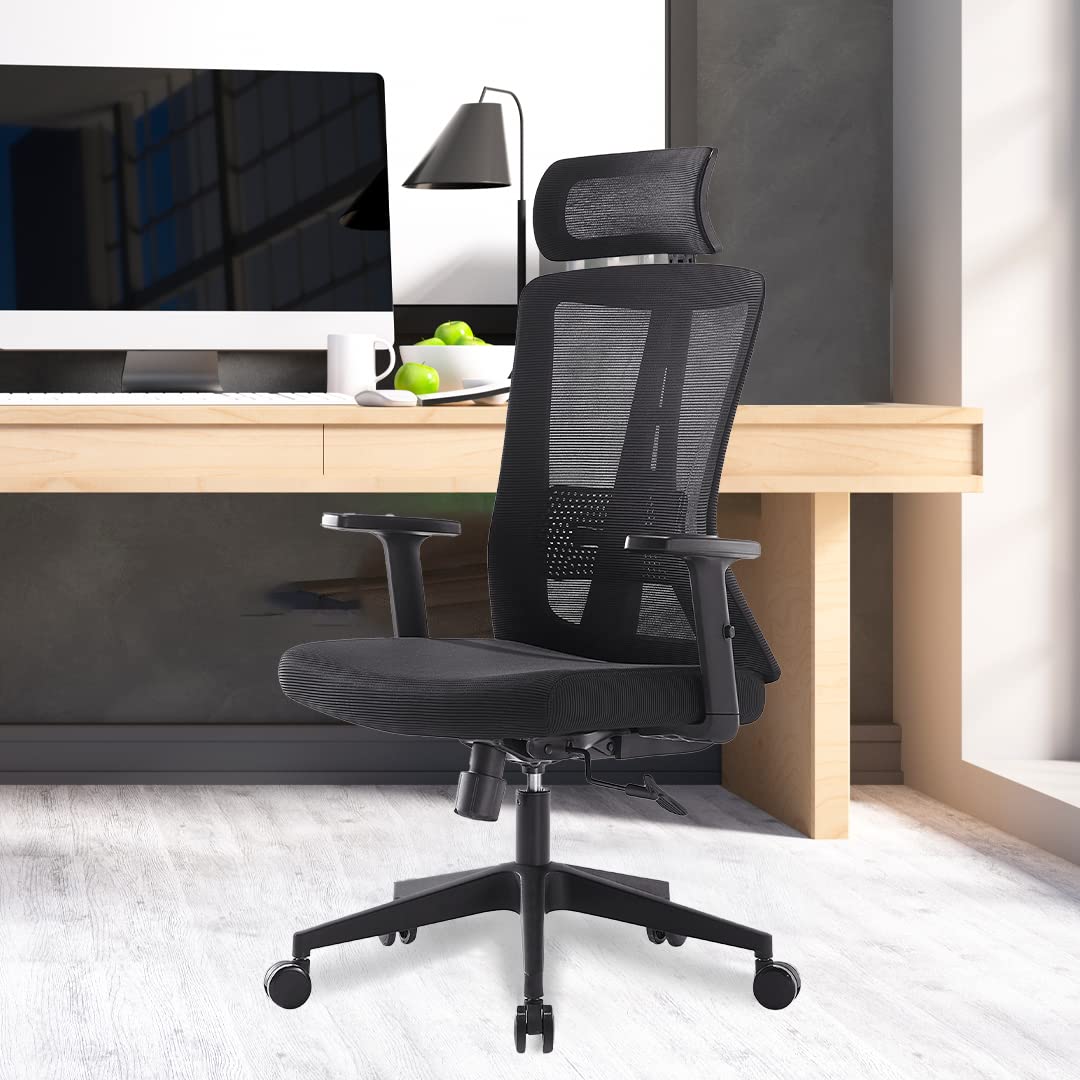SAVYA HOME Meridian Office Chair, High Back Mesh Ergonomic Office Desk ...