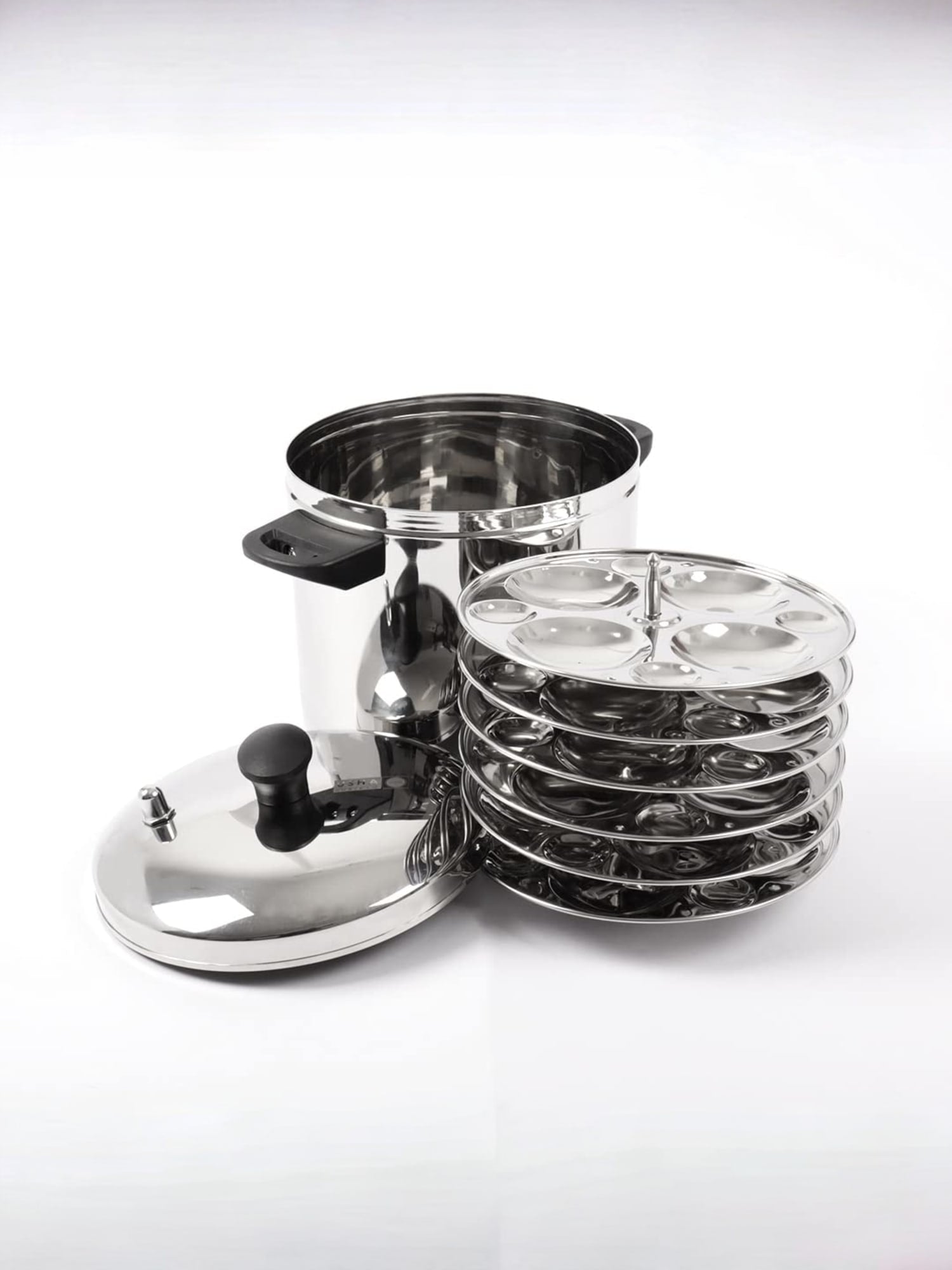 USHA SHRIRAM Stainless Steel Idli Cooker (6 Plate 24 Button Idlis, 24 Medium Idlis)| Induction Gas Friendly Base Idly Maker Idli Stand Thate