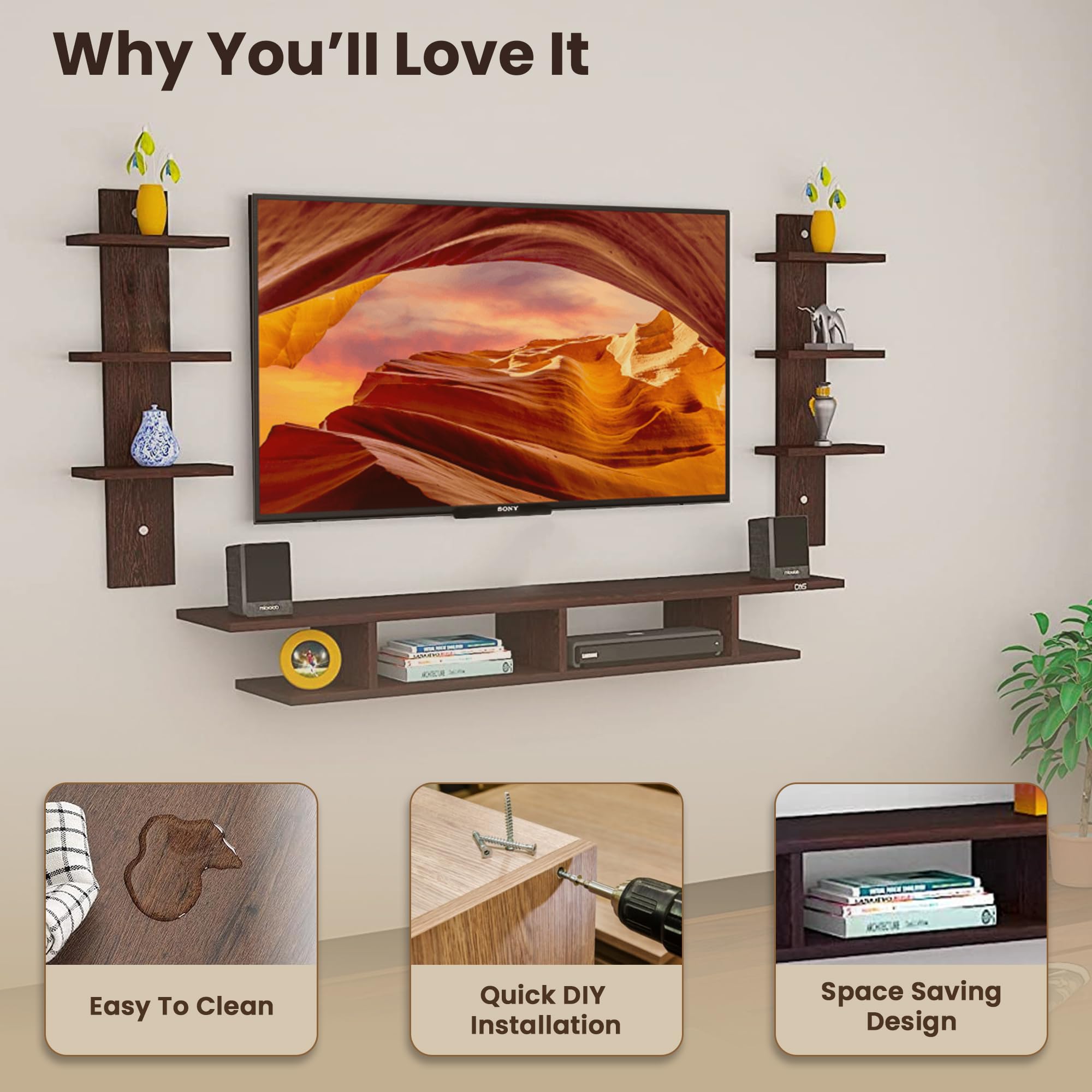 Wall Mount TV Entertainment Unit for Up to 55