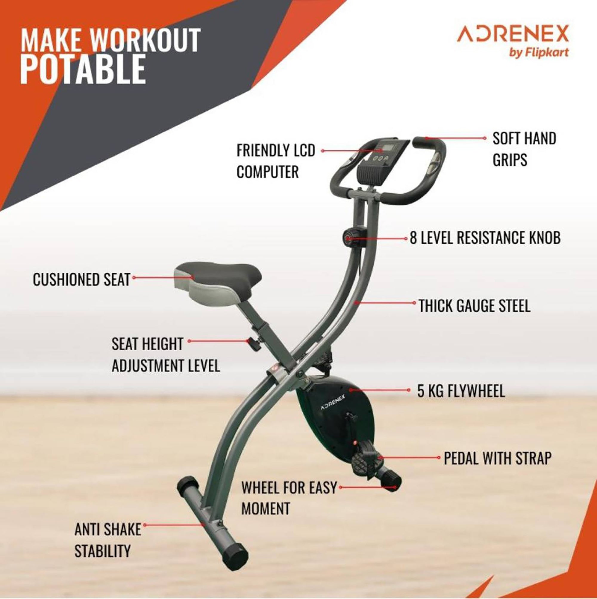 Reach exercise bike - home workout equipment