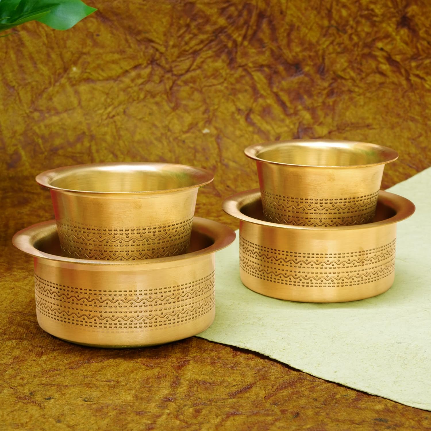 Ekhasa Pure Brass Dabara Cups - Enhance Your Coffee Rituals