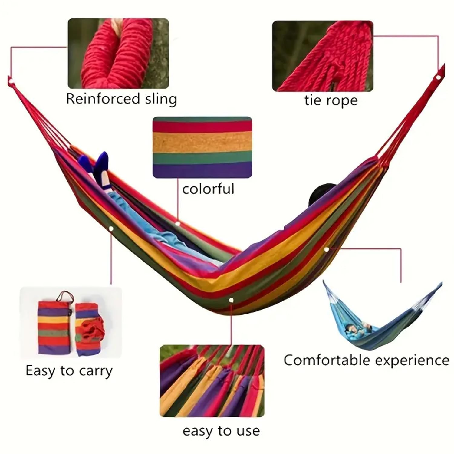 Kuber Canvas Hammock - Easy setup with included ropes