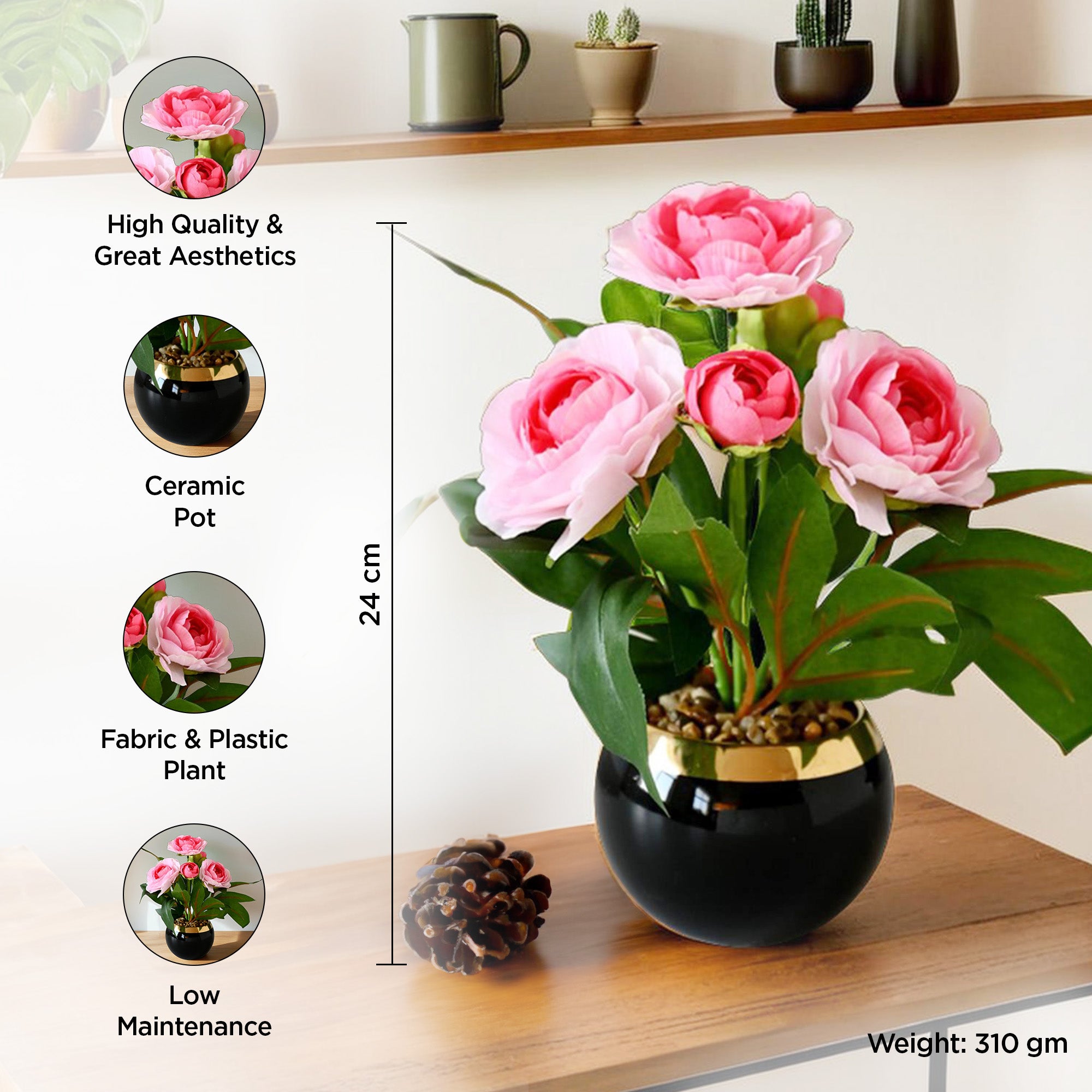 UMAI pink artificial plant - charming temple enhancement