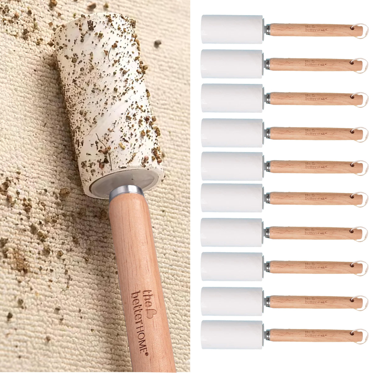 The Better Home lint roller - stylish wooden handle for convenience
