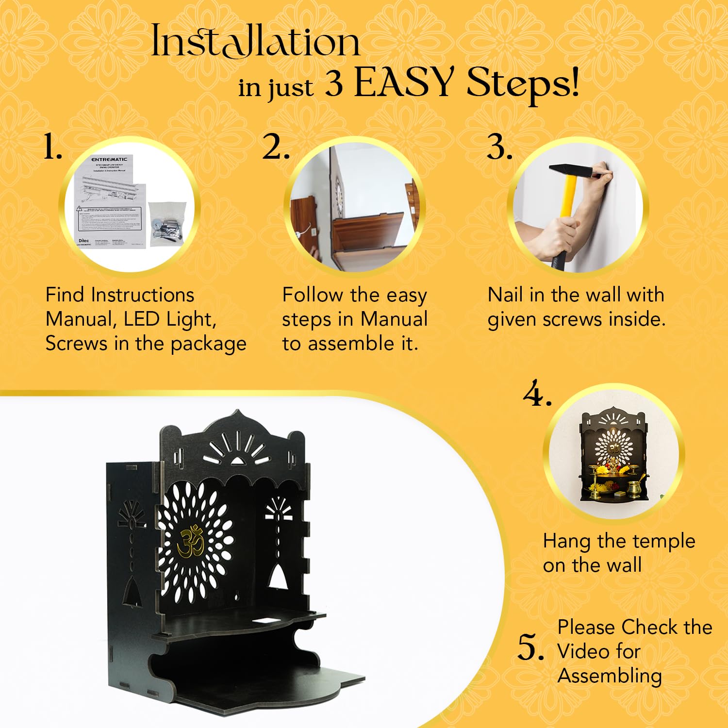 Ekhasa Wooden God Temple - Home Pooja Setup