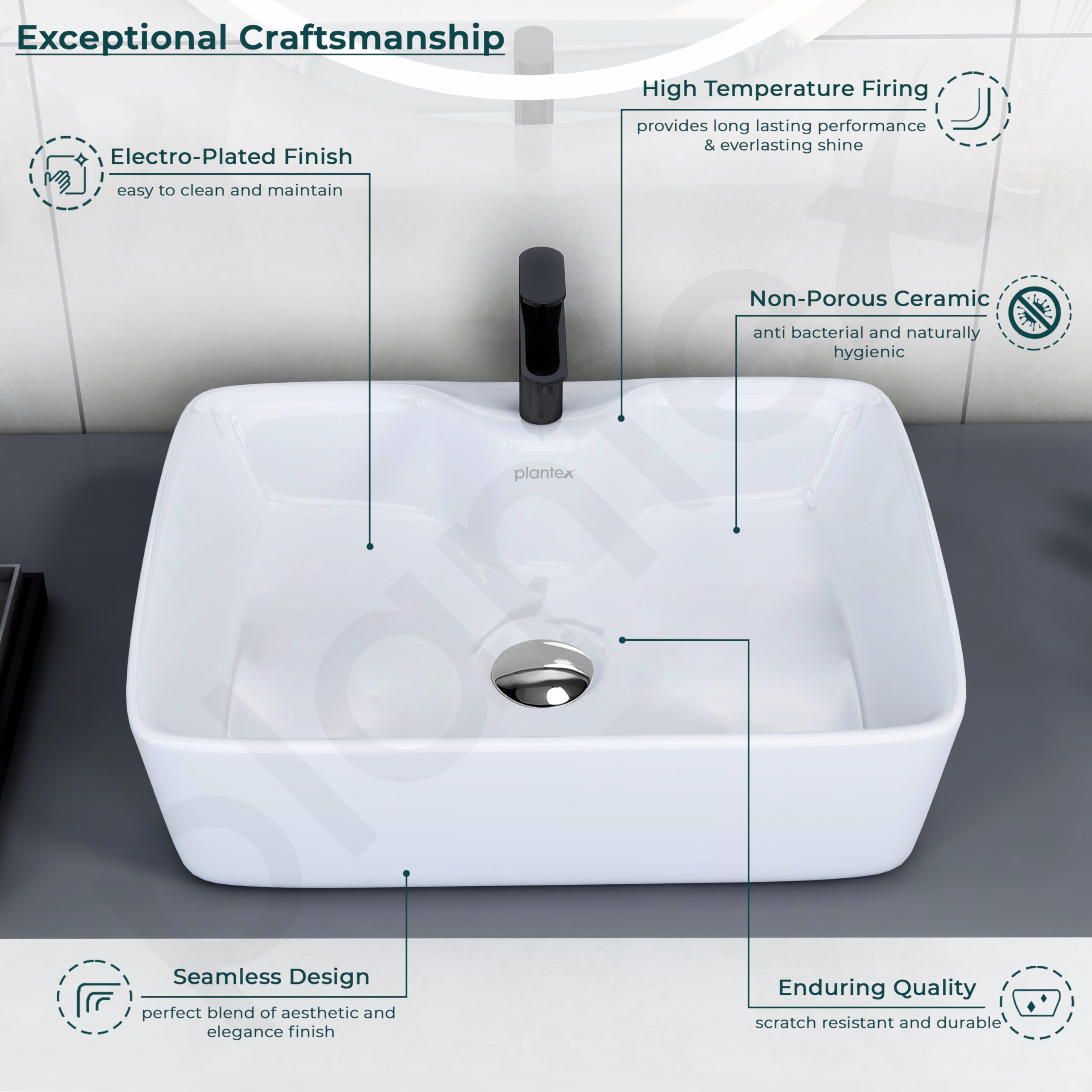 Plantex bathroom basin - spacious and functional design