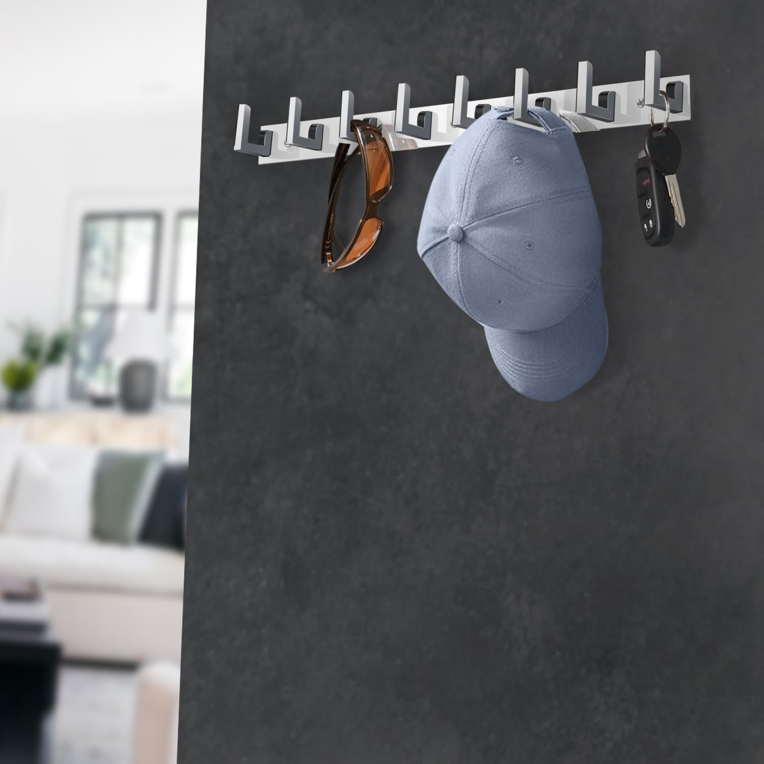 Plantex 8-hook rail - Ideal for living room clutter