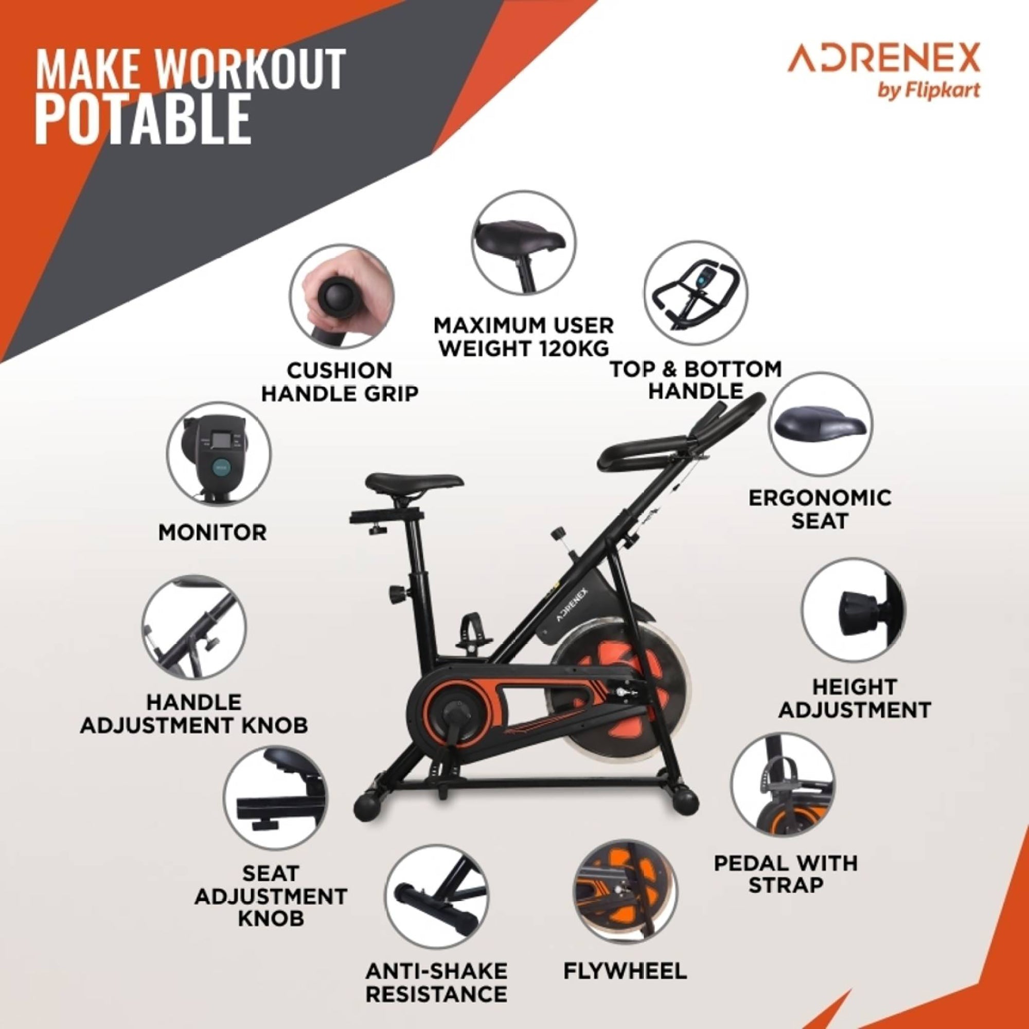 Reach Adrenex Spin-700 - Adjustable resistance spin bike