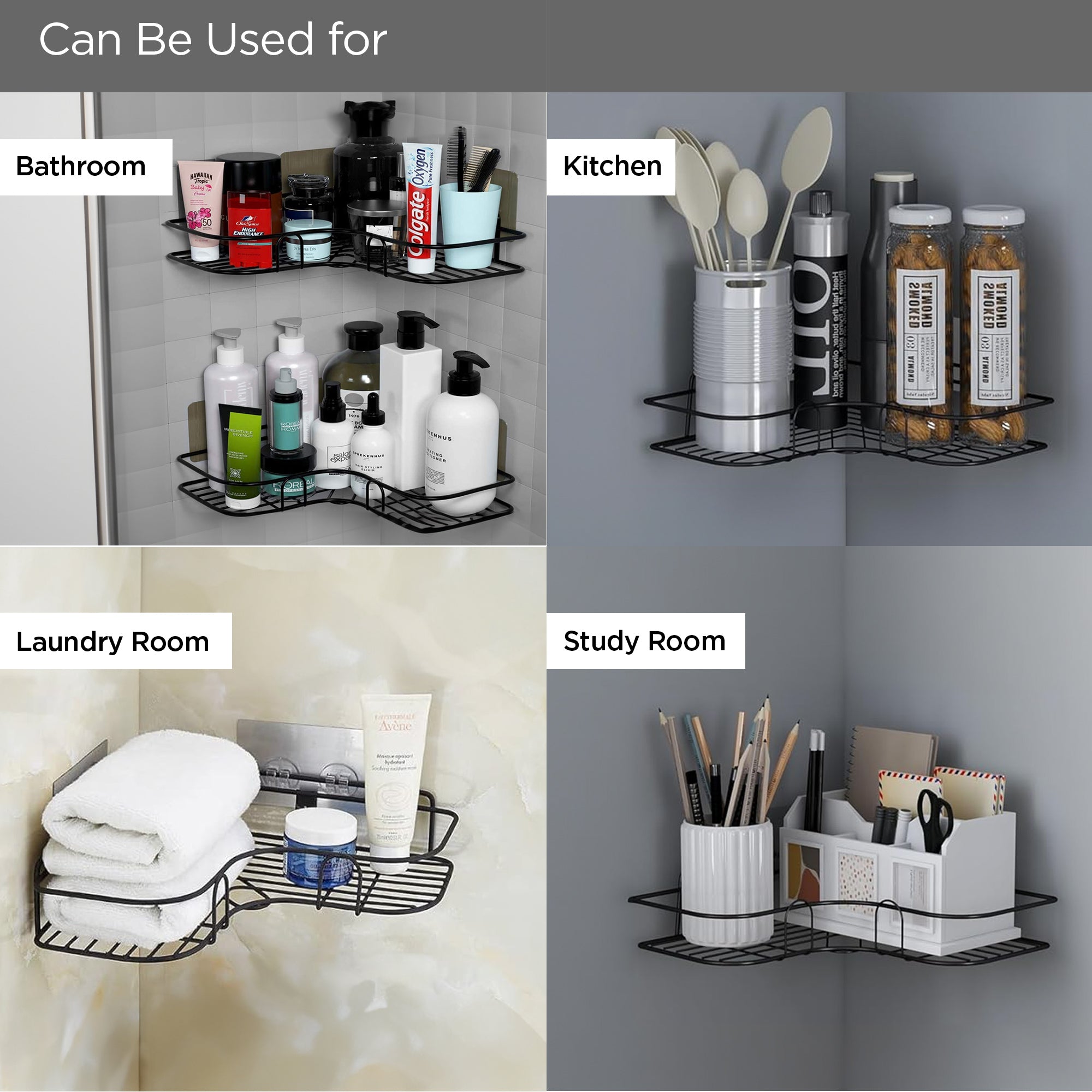 UMAI self-adhesive bathroom rack - hassle-free installation