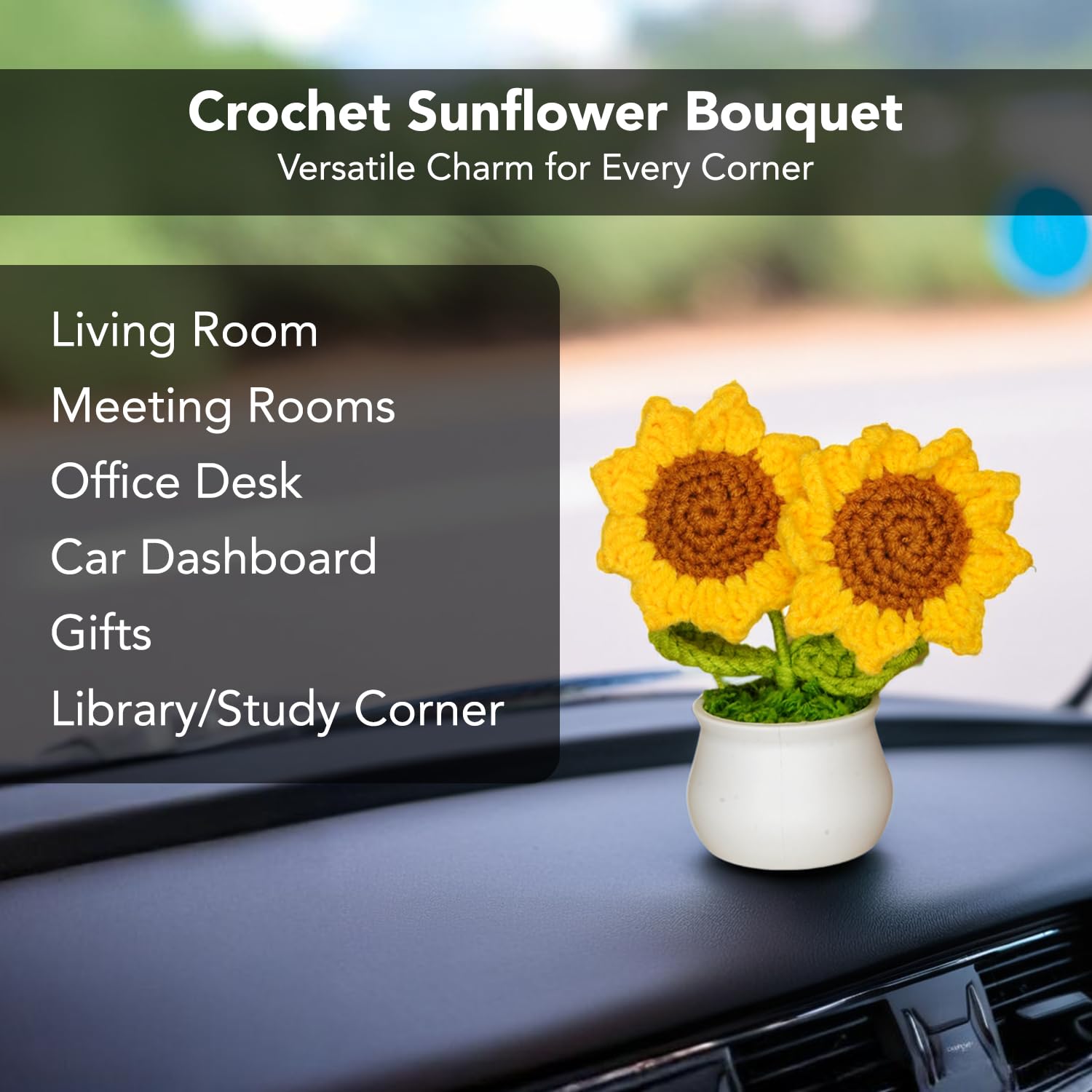 Ekhasa Cute Sunflower Crochet Pot - Home decor