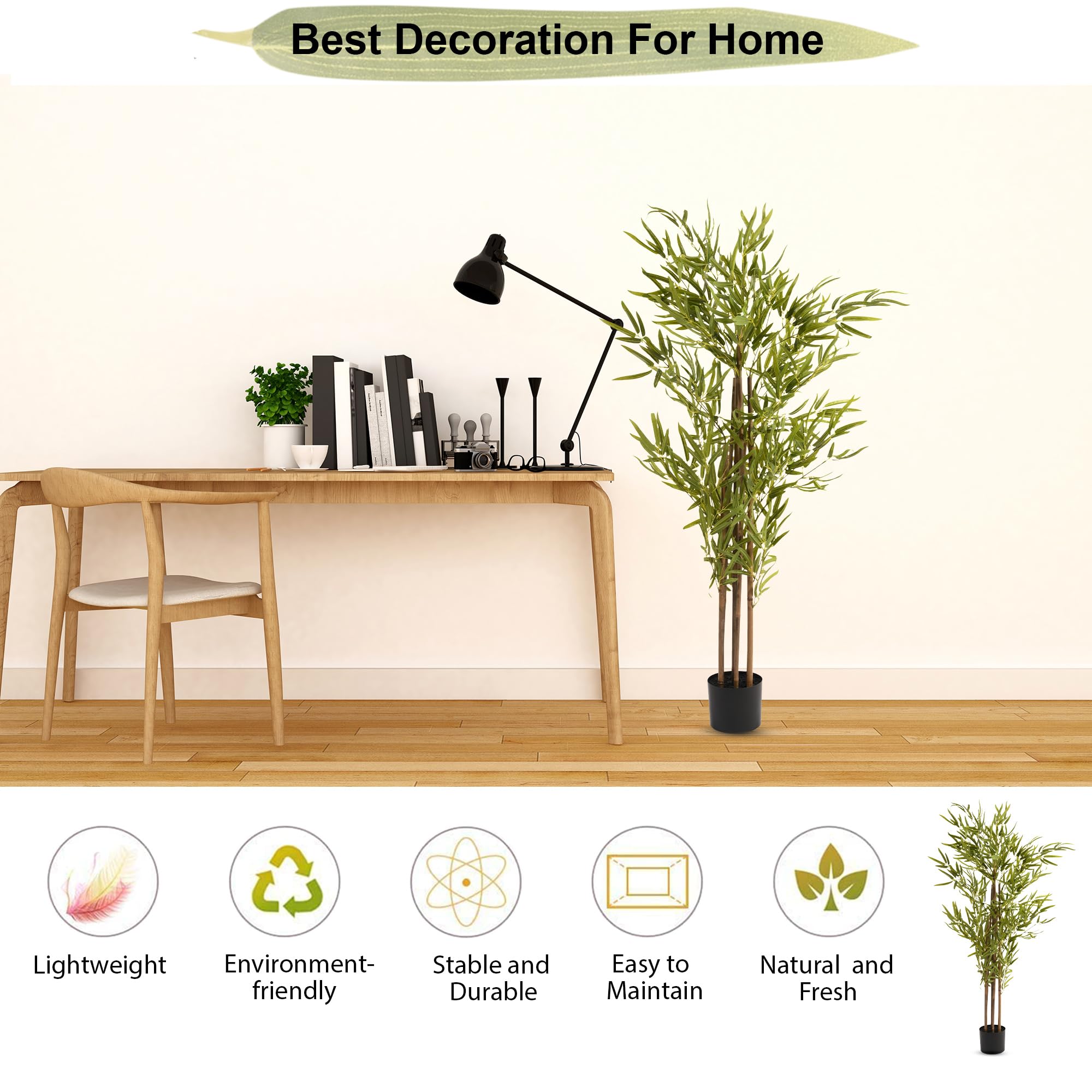 Kuber Industries bamboo artificial tree - balcony greenery