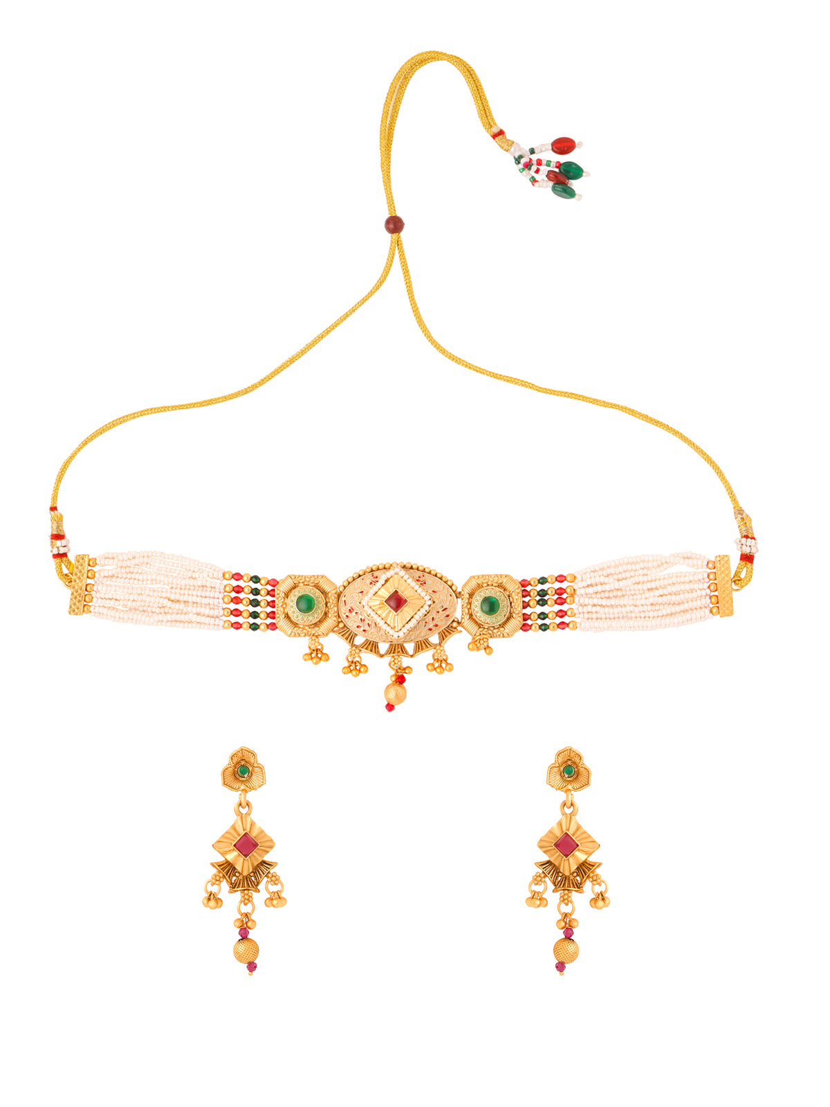 Yellow Chimes Gold Plated Necklace - Cultural event accessory