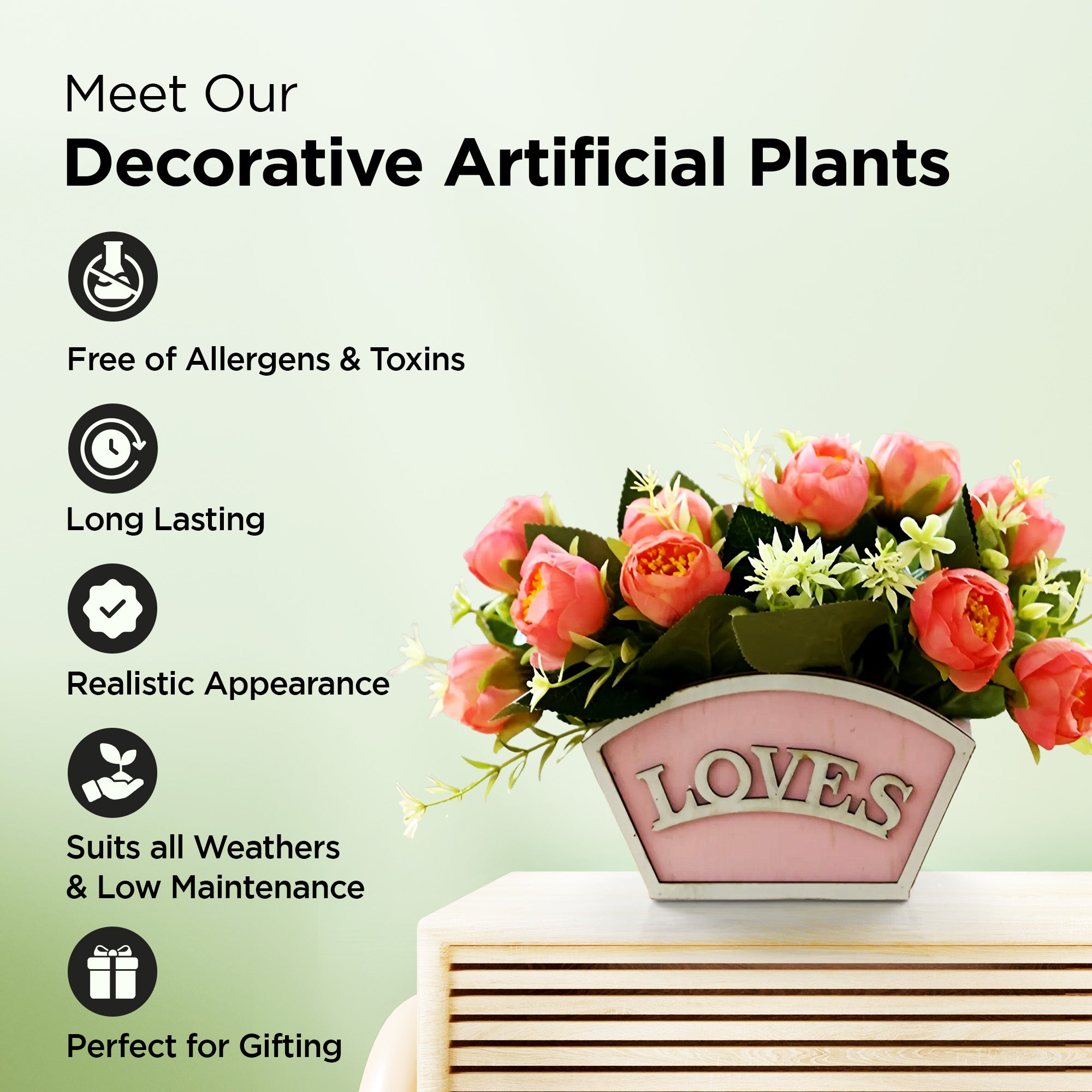 UMAI artificial roses - festive table centerpiece