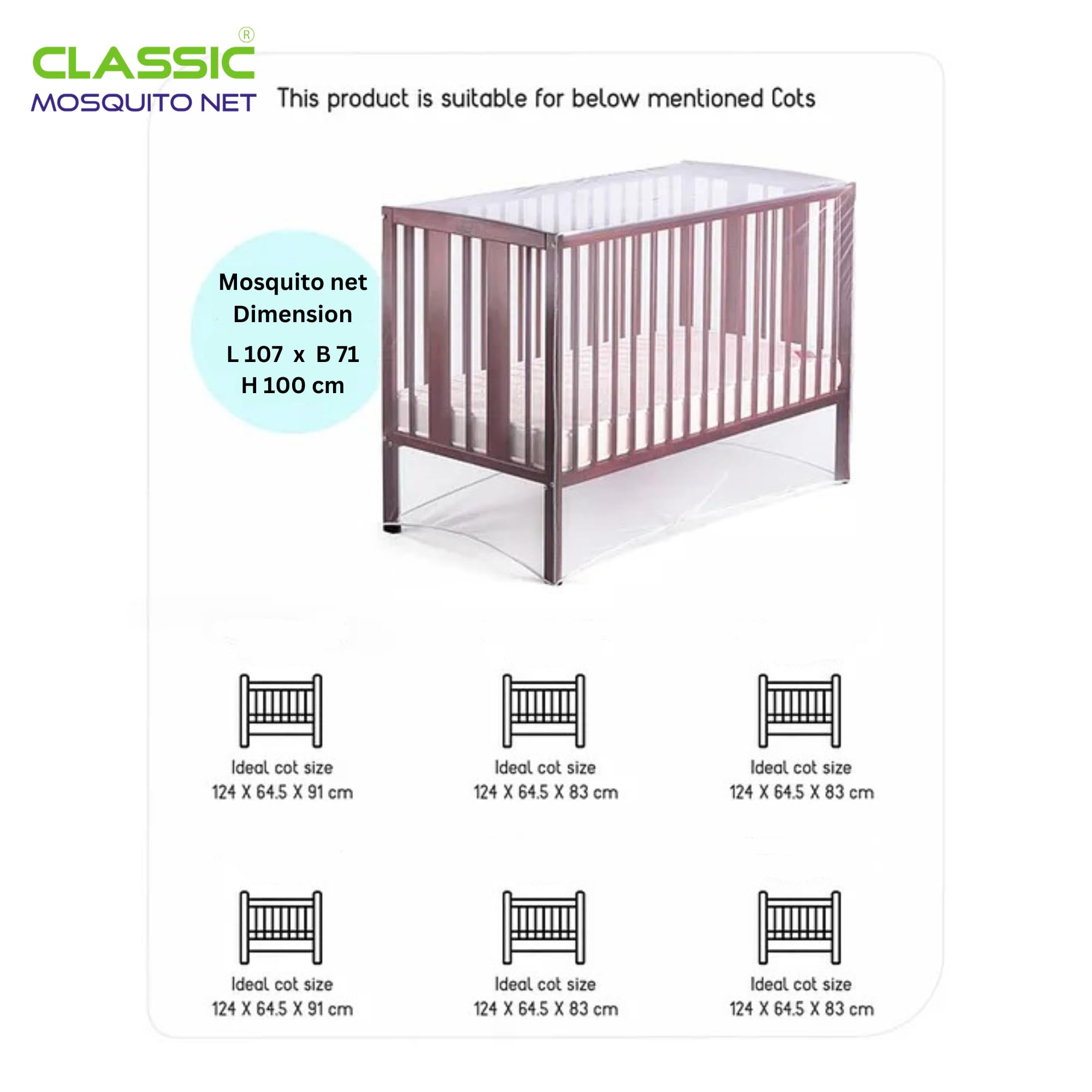 Classic Mosquito Net - Lightweight crib net for travel