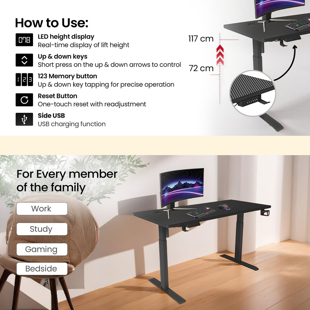 SAVYA HOME Multipurpose Electric Height Adj. Engineered Wood Table ...