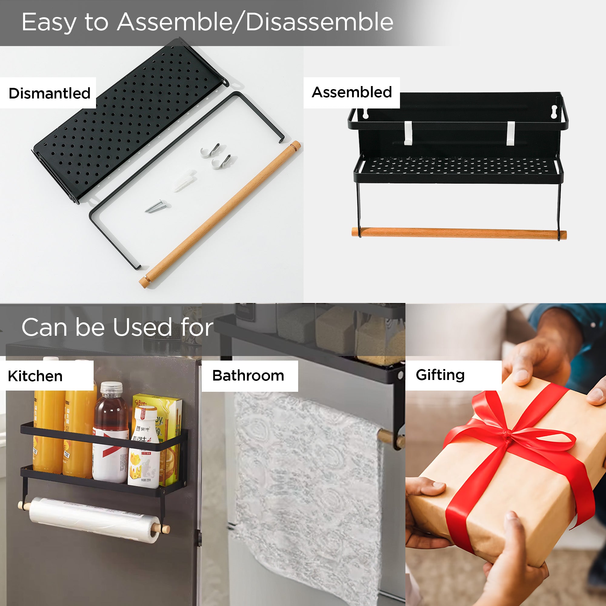 UMAI foldable storage rack - versatile use in kitchens and bathrooms