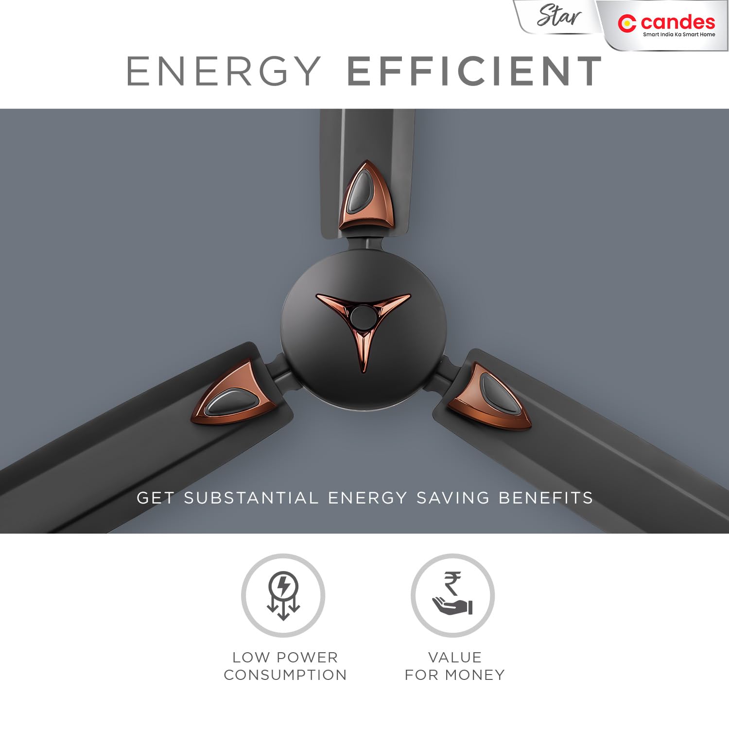 Candes Star ceiling fan - Efficient cooling in bedroom