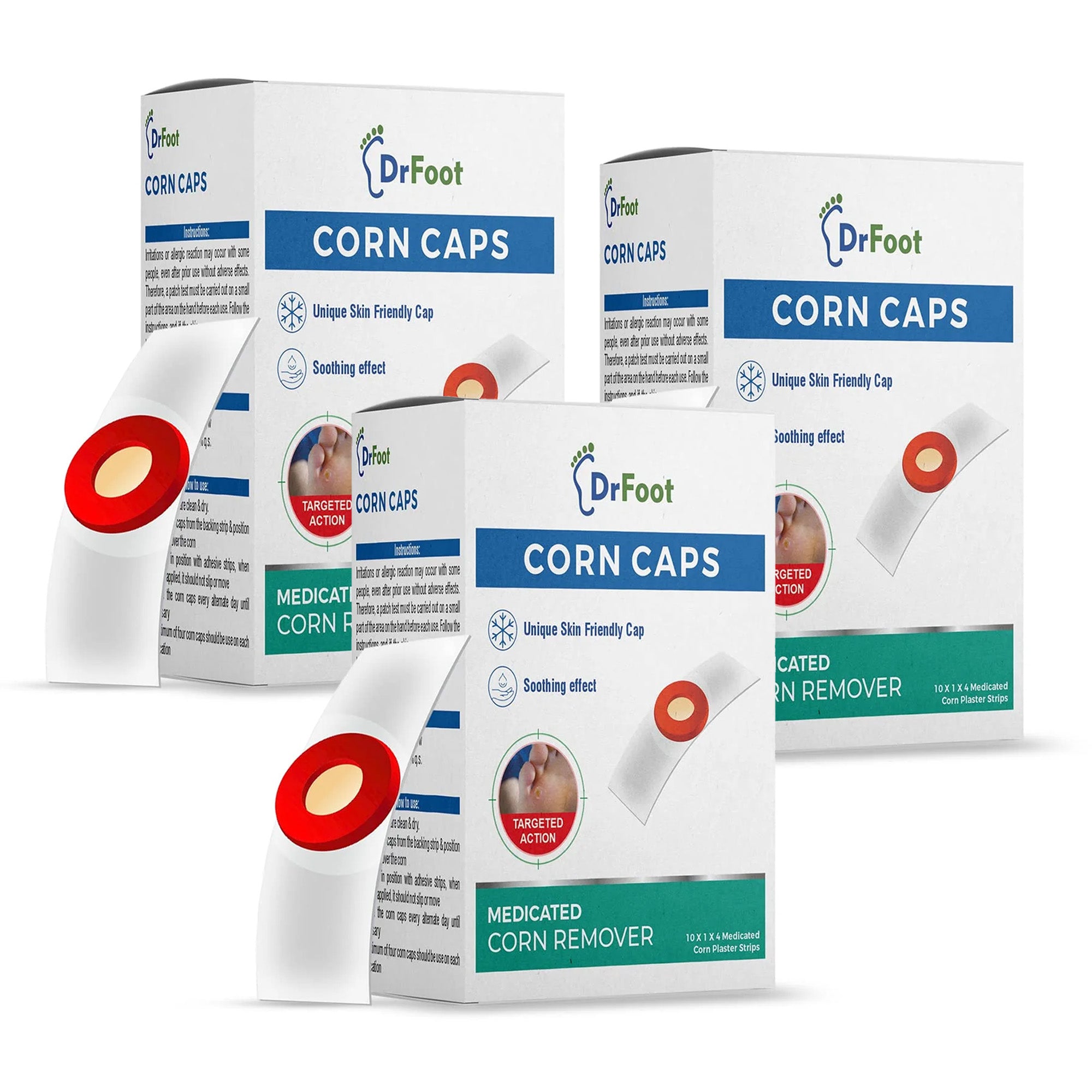 Dr Foot corn caps - easy application for foot care