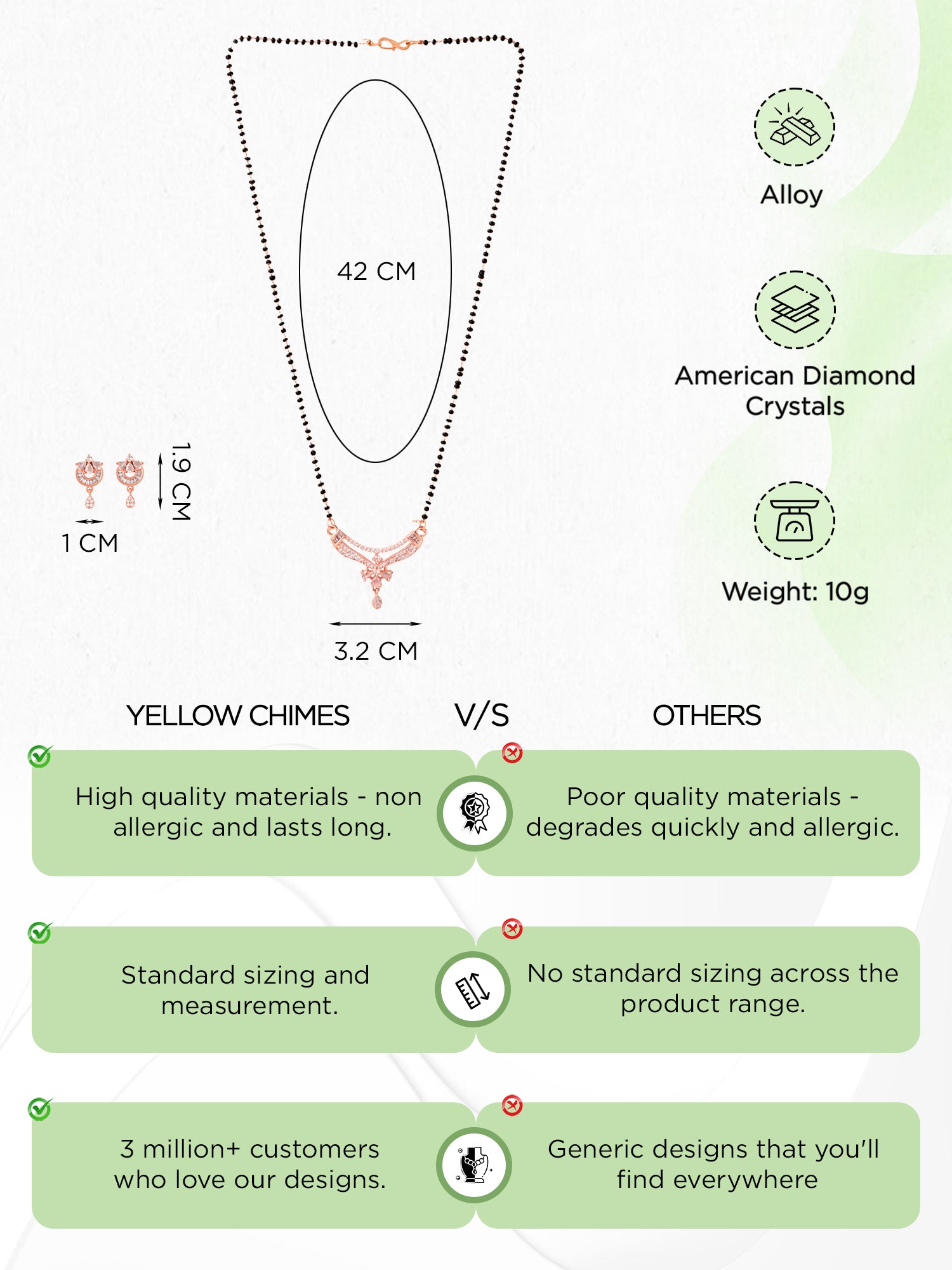 Yellow Chimes AD Mangalsutra Set - Sparkling American diamond jewelry