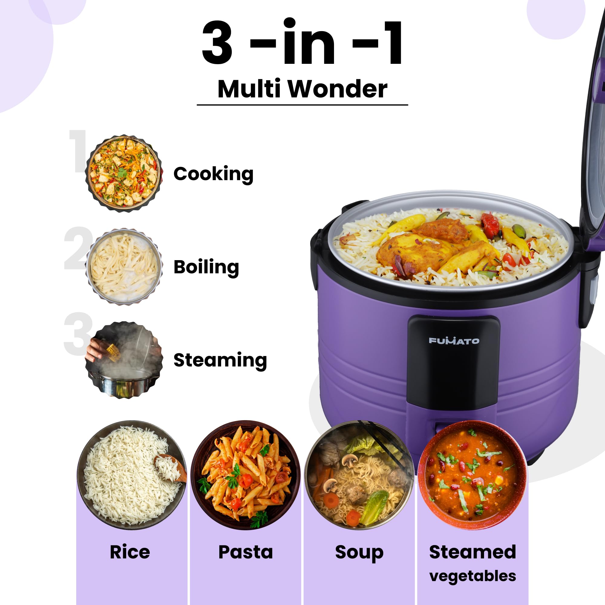 FUMATO 2-in-1 Egg Boiler - stylish purple kitchen appliance