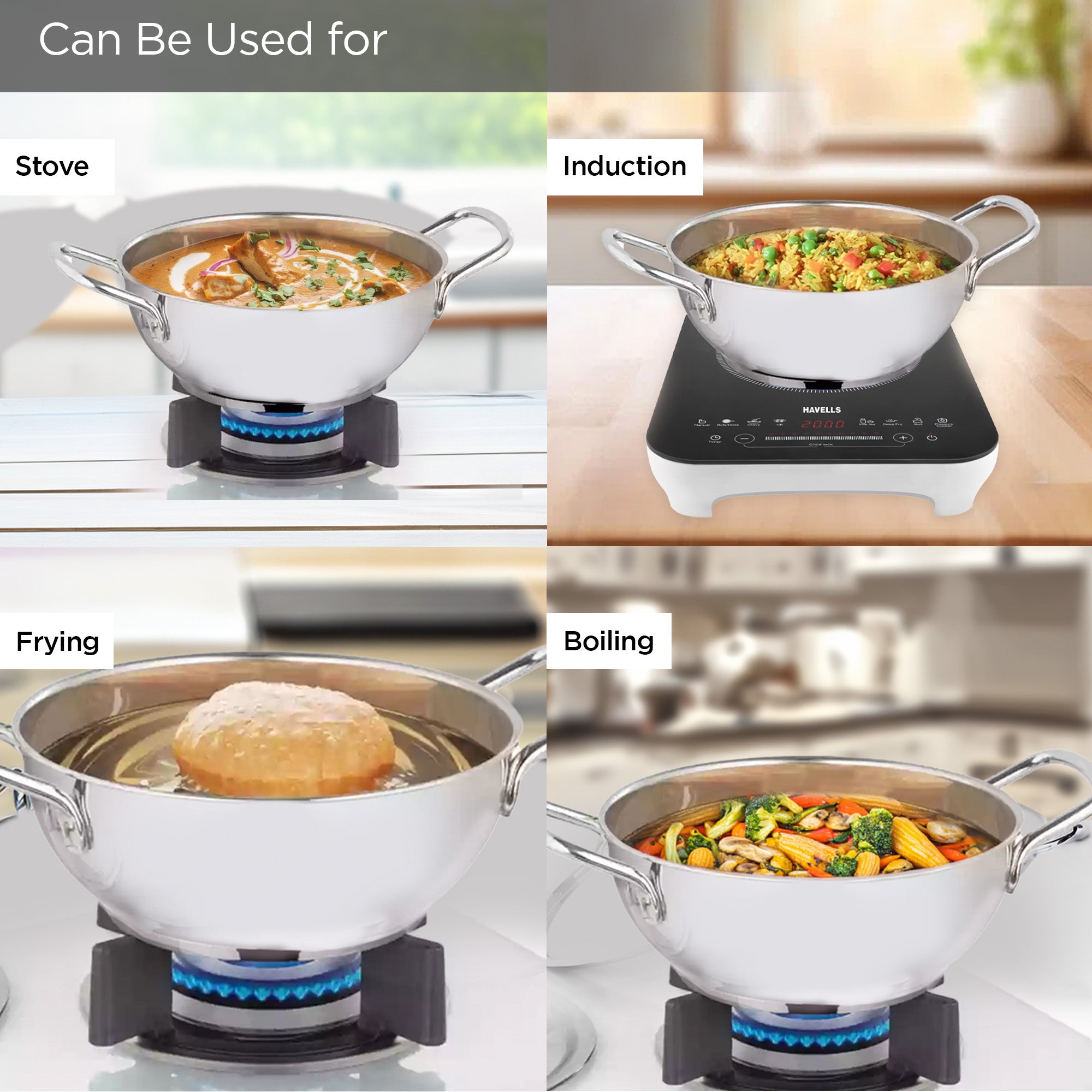 The Better Home Triply Stainless Steel Kadai - Cooking curry at home