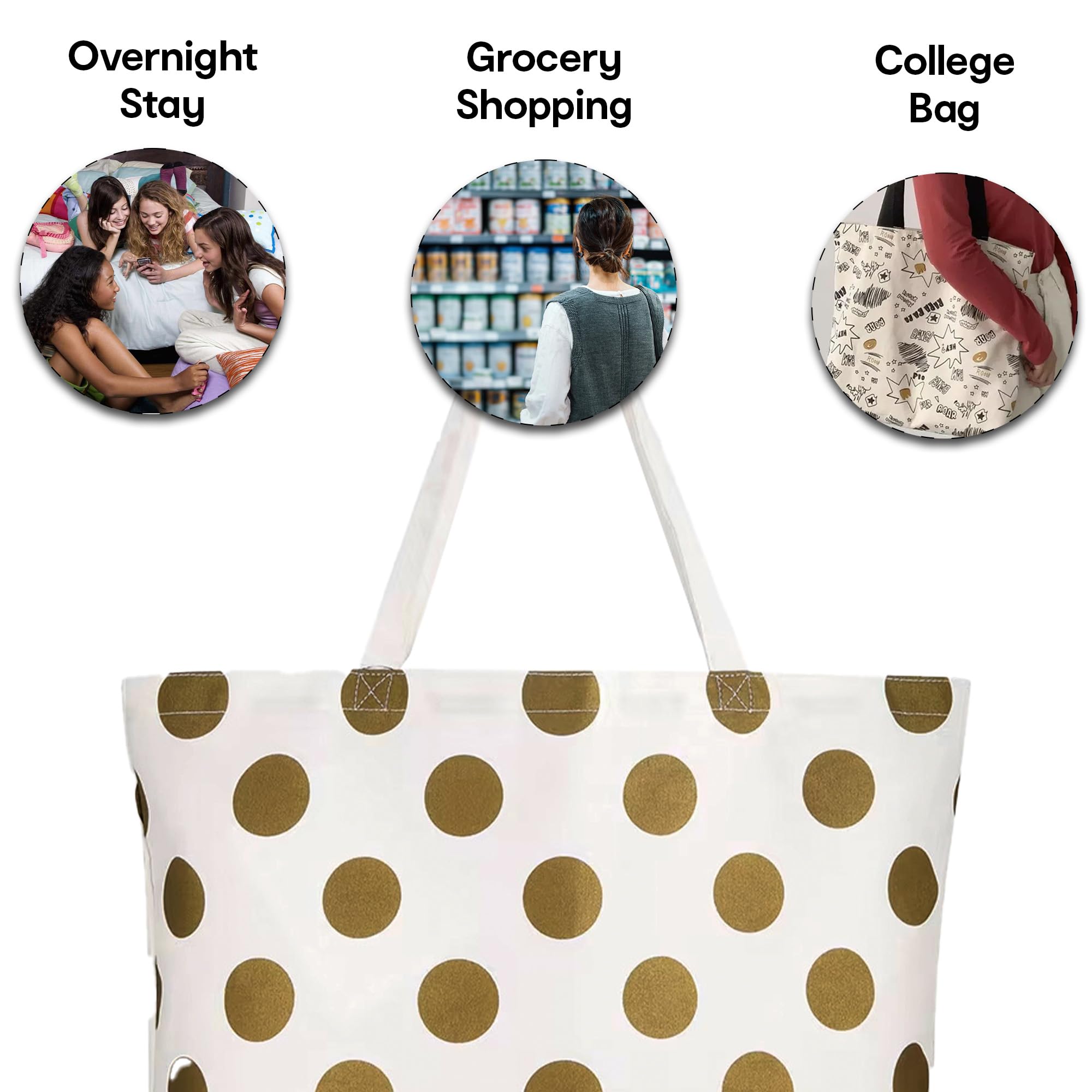 Anko Spotted Cotton Canvas Bag - Beach Trip