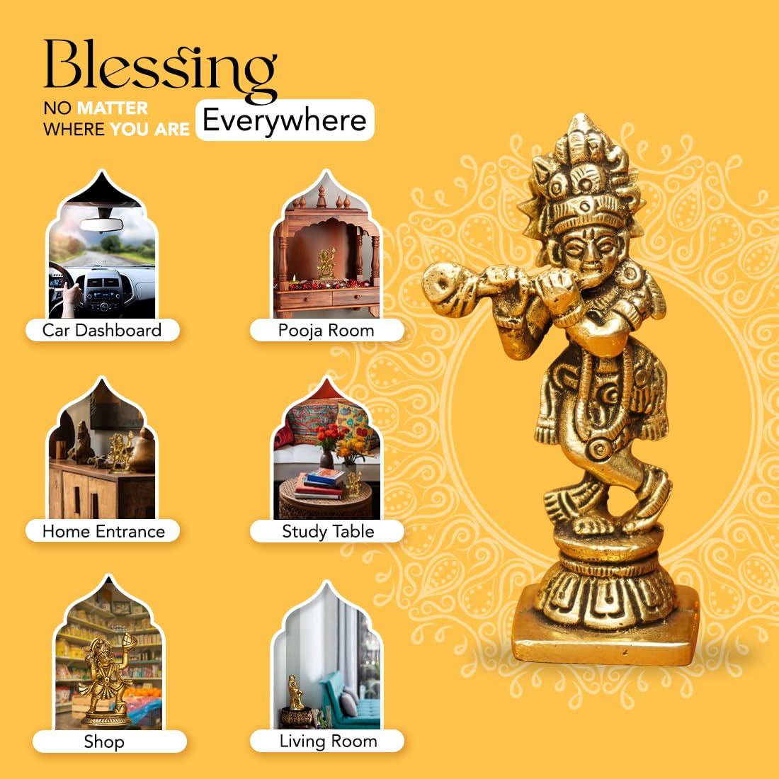 Ekhasa Brass Krishna Sculpture - Ideal for office desk