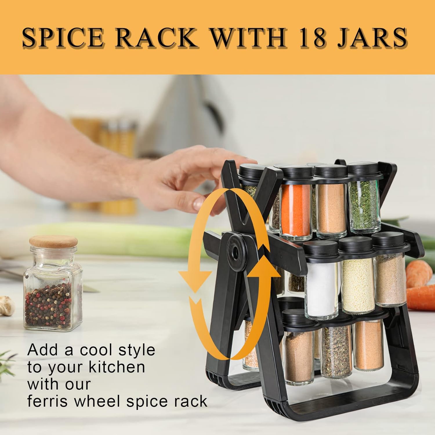 Glass Masala Rack Set Heart Home Spice Rack Rotating Kitchen Spice
