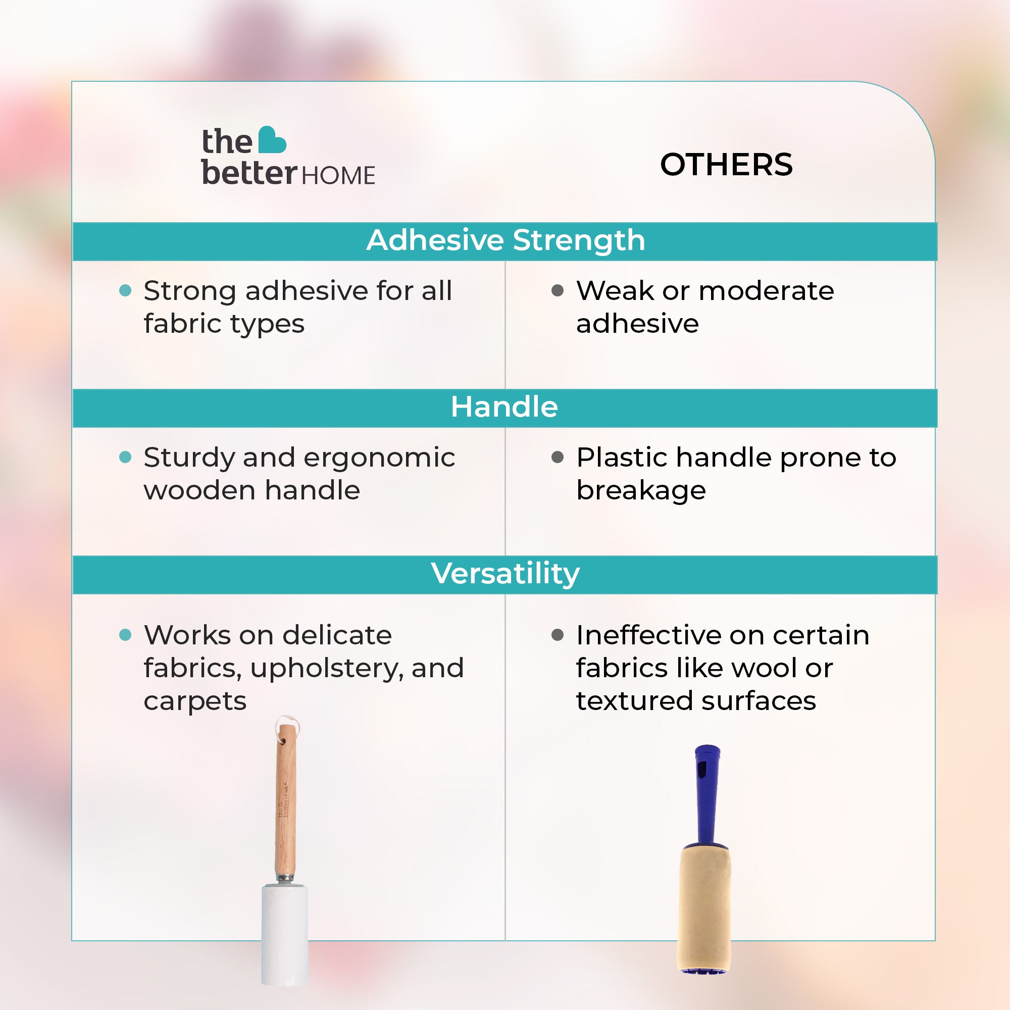 The Better Home lint roller - pet hair removal on couch