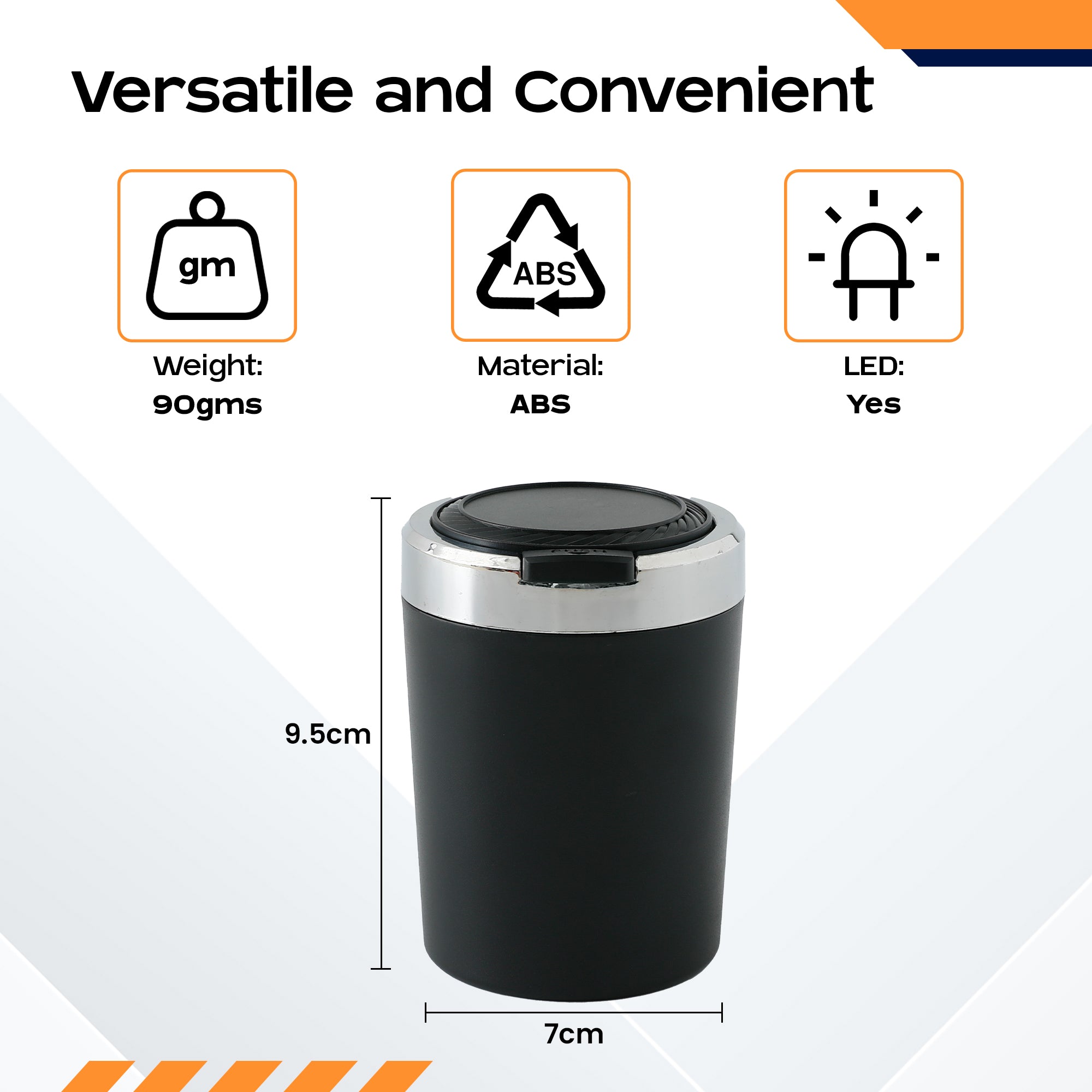 CARBINIC ashtray with LED light - nighttime convenience